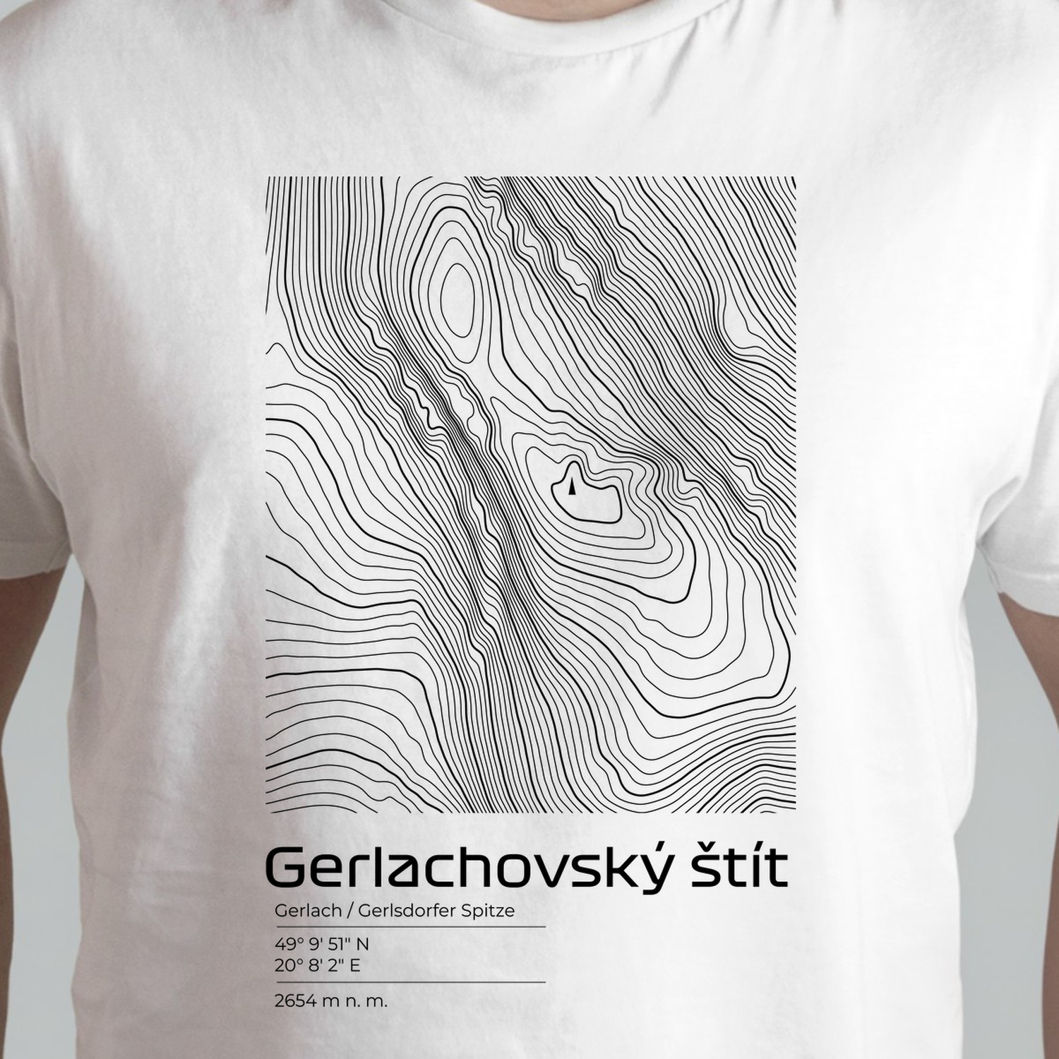 Gerlachovský štít - vrstevnice v obdélníku