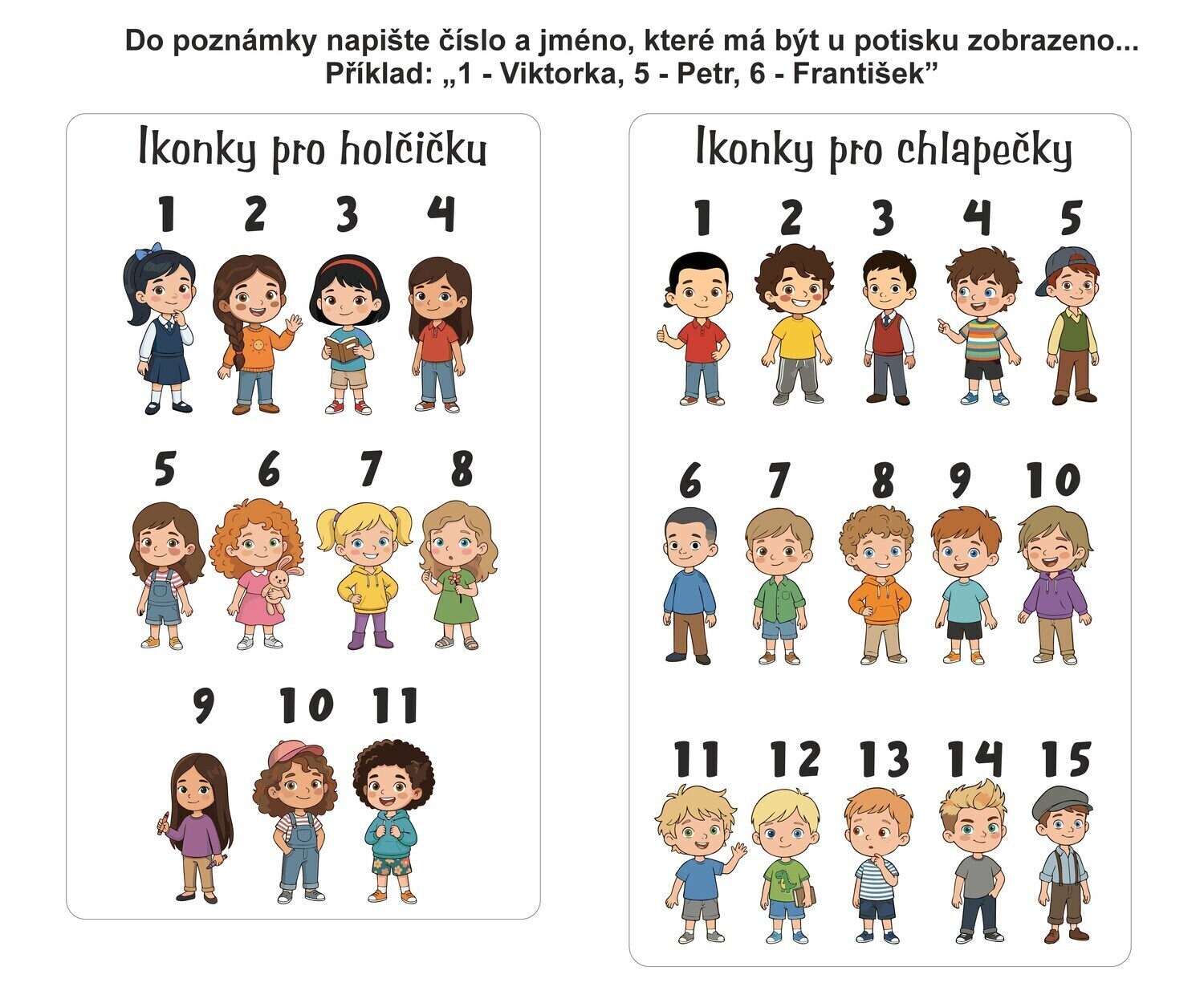 Babička a její parta (obrázky a jména vnuků)