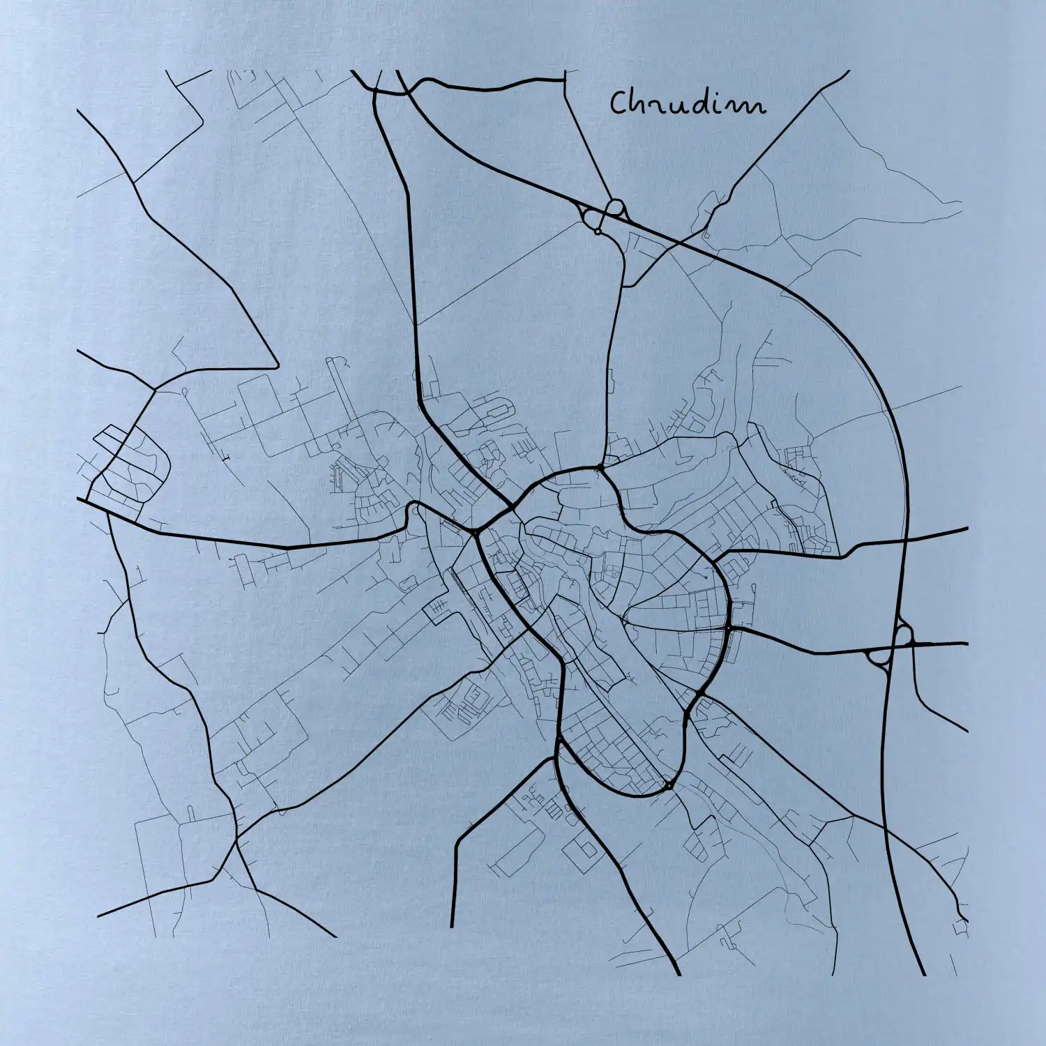 Černobílá mapa Chrudim