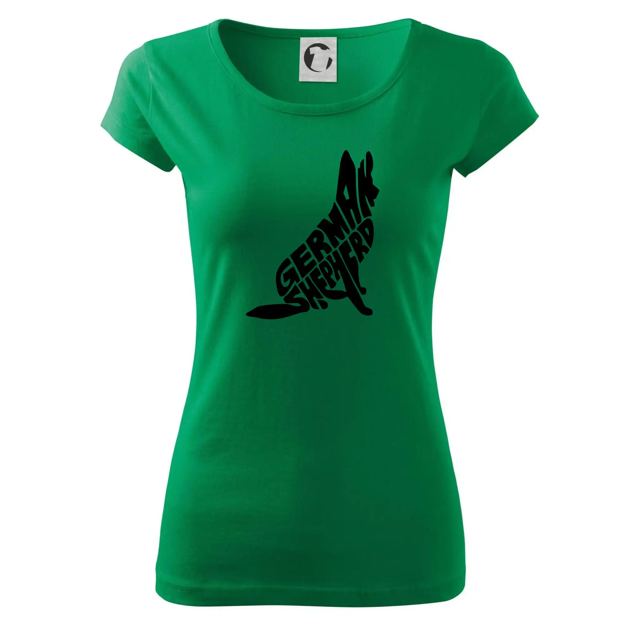 Německý ovčák sedící napis