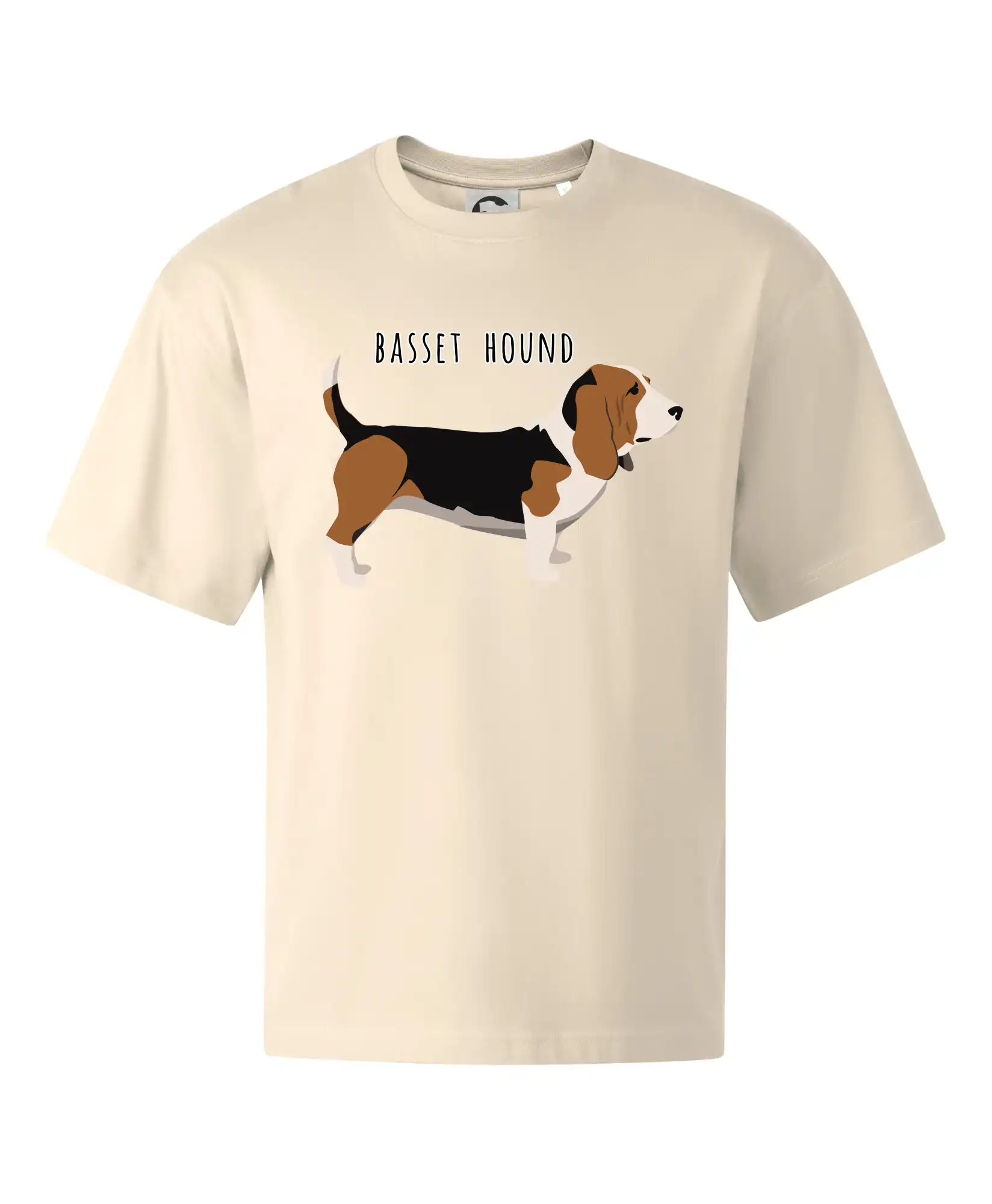 Basset hound pes s nápisem