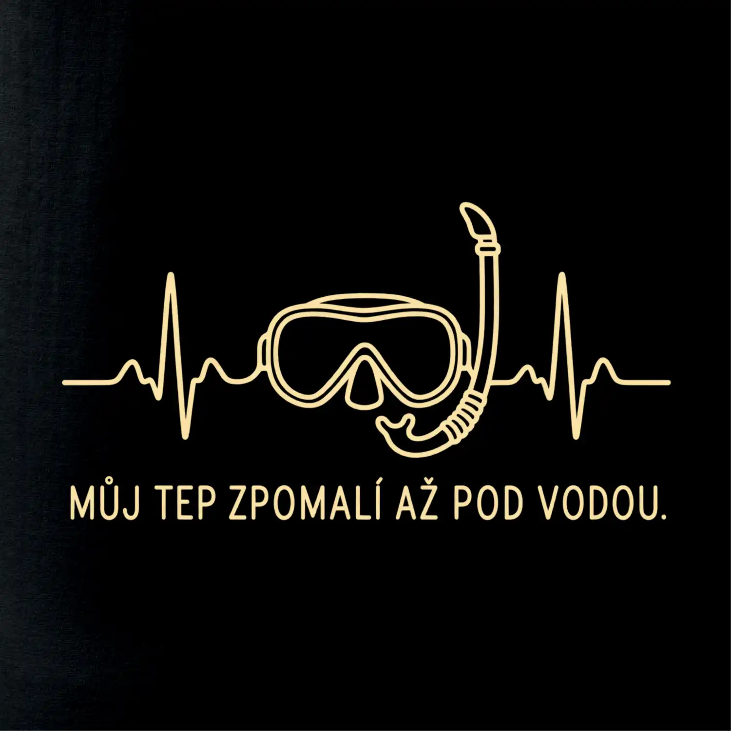 Můj tep zpomalí až pod vodou křivka EKG s maskou a šnorchlem