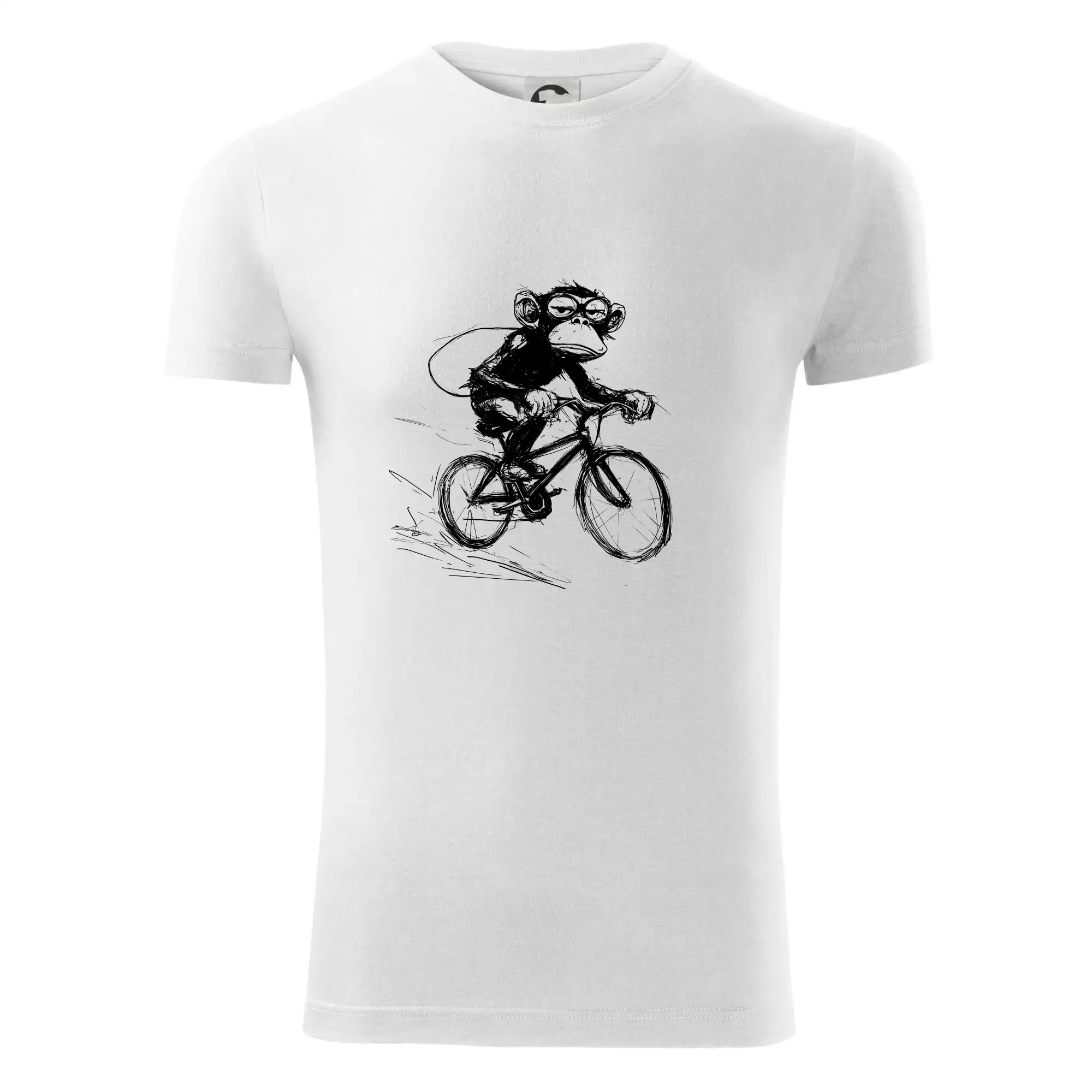 Opice s batohem na kole