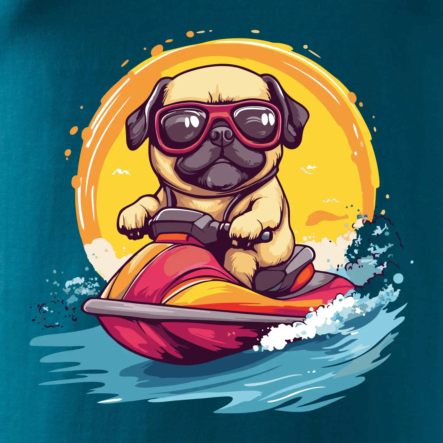 Mops na vodním skútru