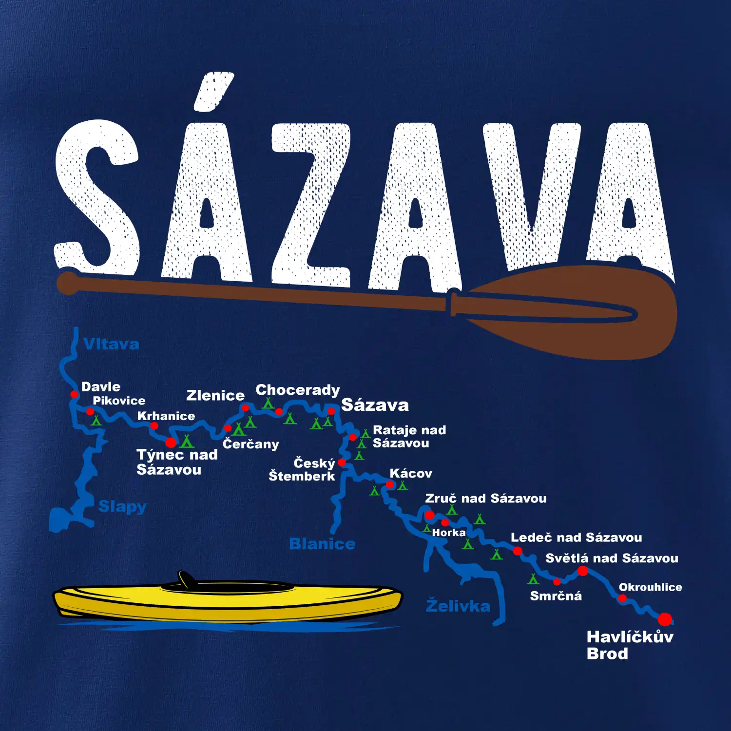 Mapa řeky Sázavy