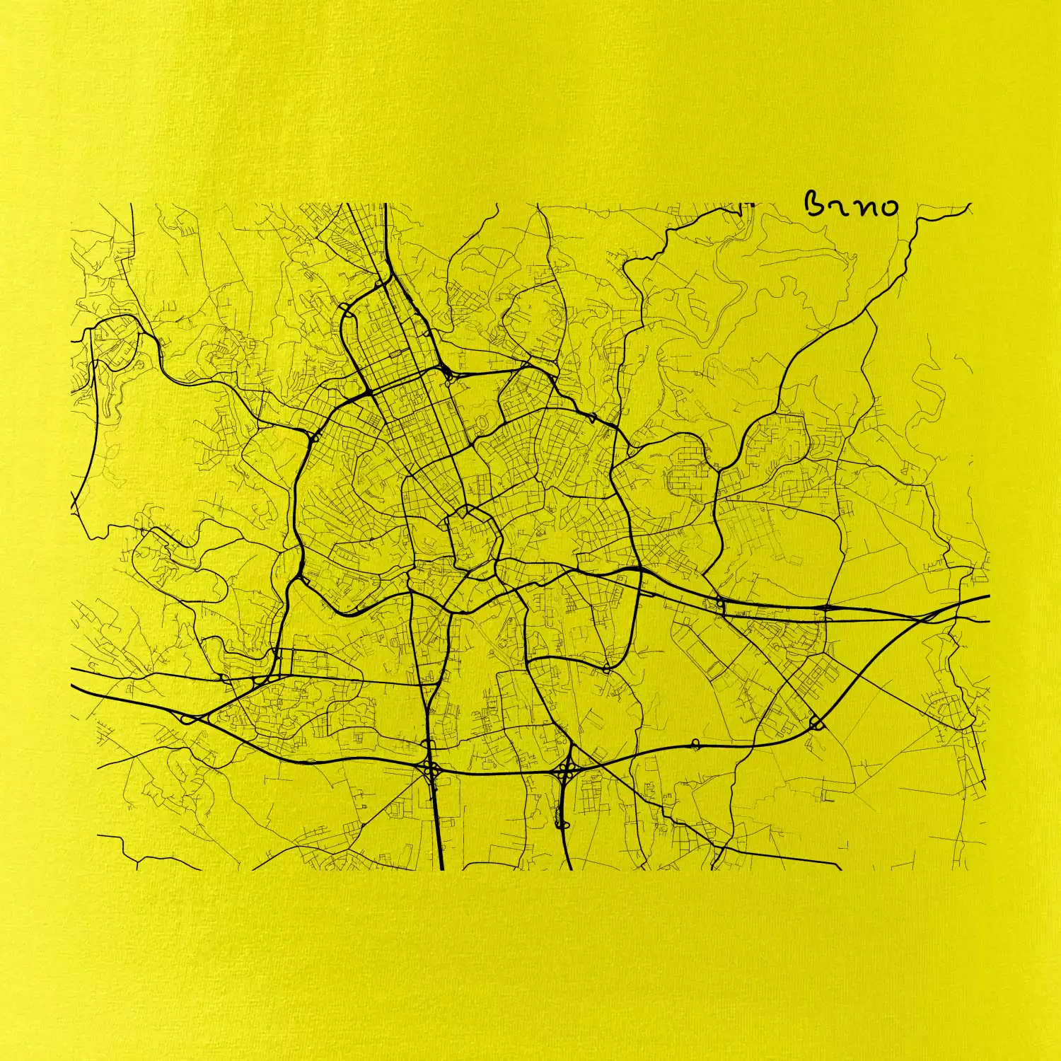 Černobílá mapa Brno