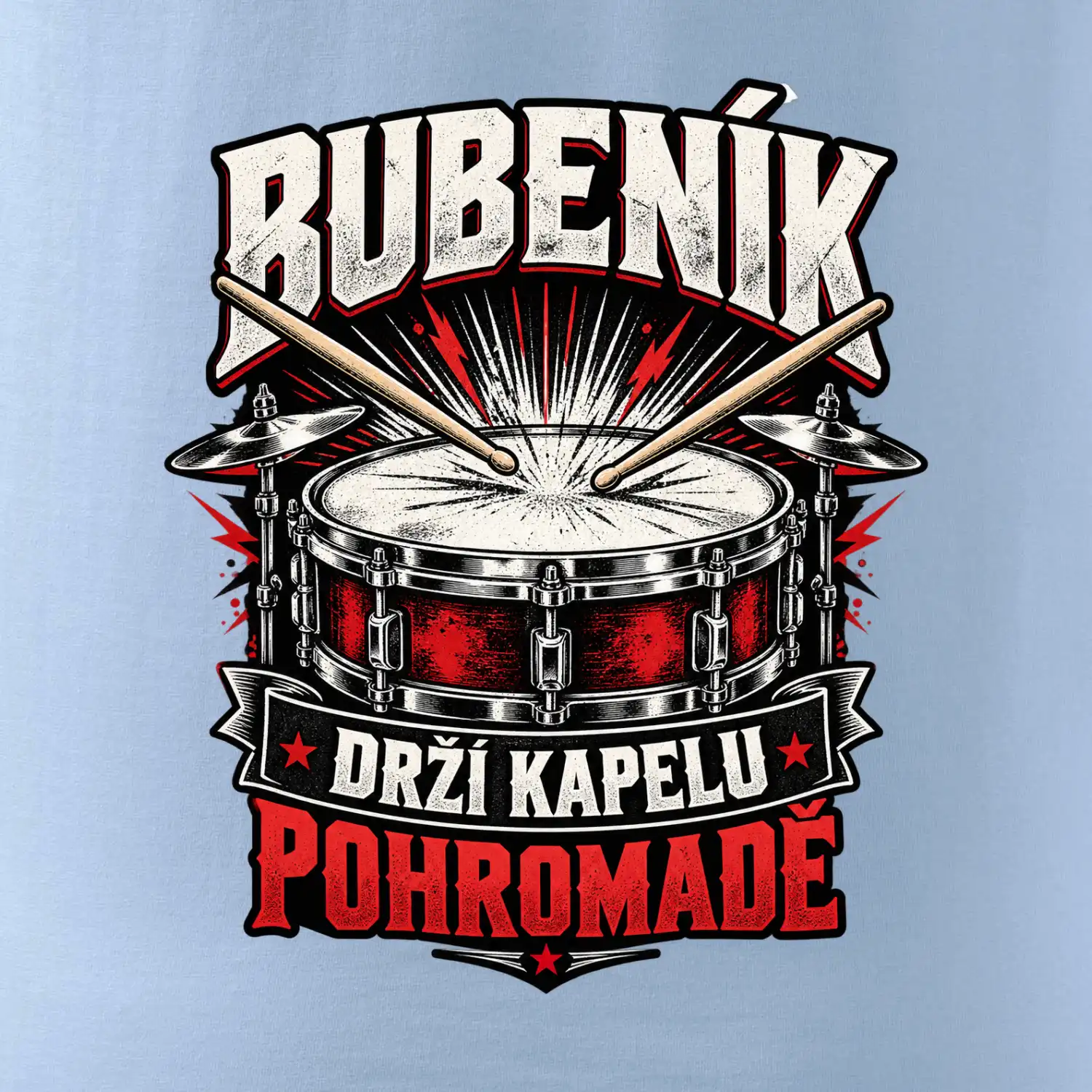 Bubeník drží kapelu pohromadě - červený rockový buben