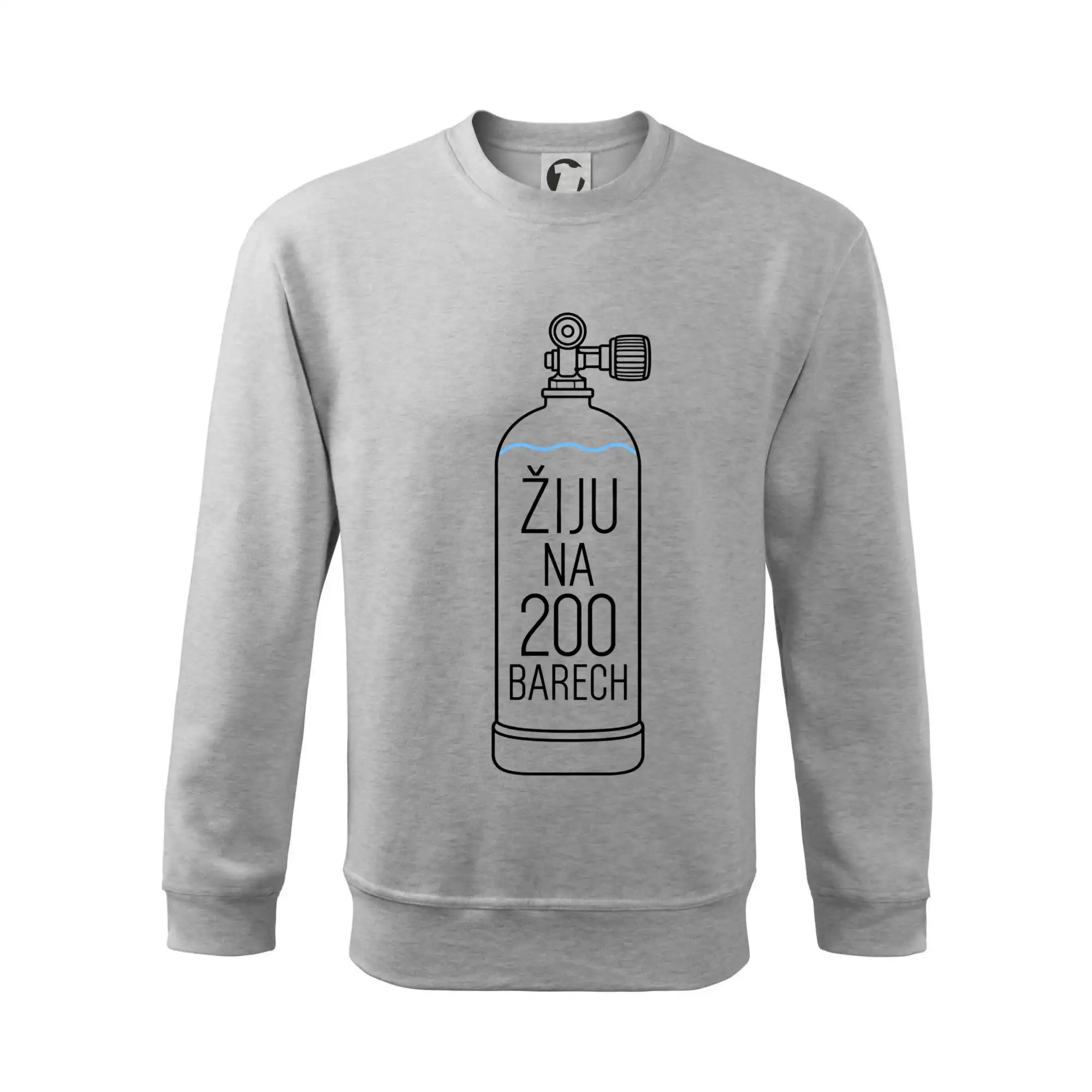 Žiju na 200 barech potápěčská lahev s modrou vlnovkou
