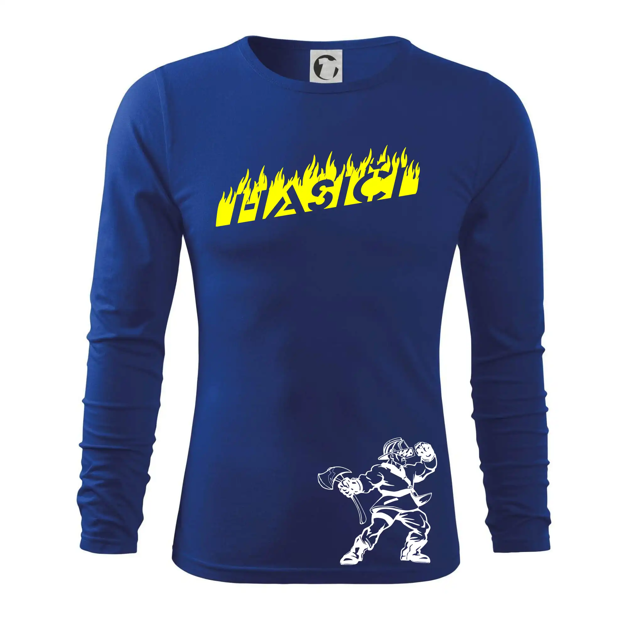 Hasič stojící - nápis hasiči - Velký nápis  na zádech