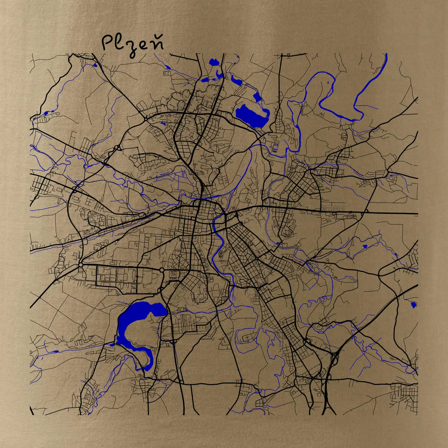 Plzeň mapa s vodními toky