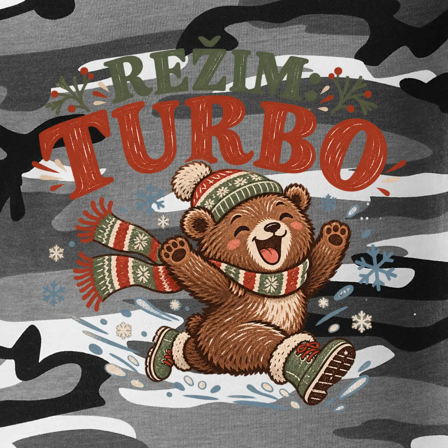 Rodinná vánoční trička - Režim turbo zimní medvídek dítě