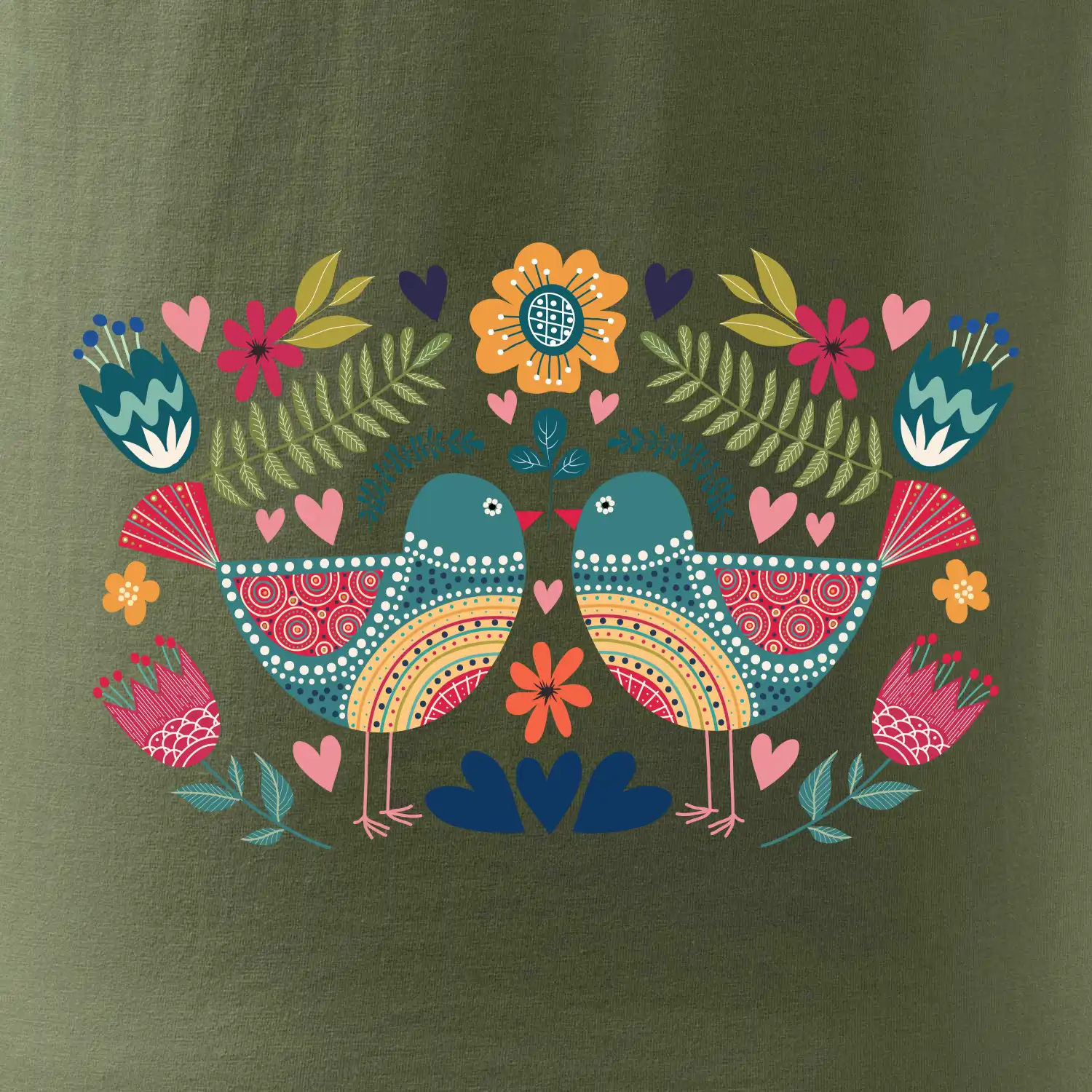 Folklor - dva barevní ptáčci