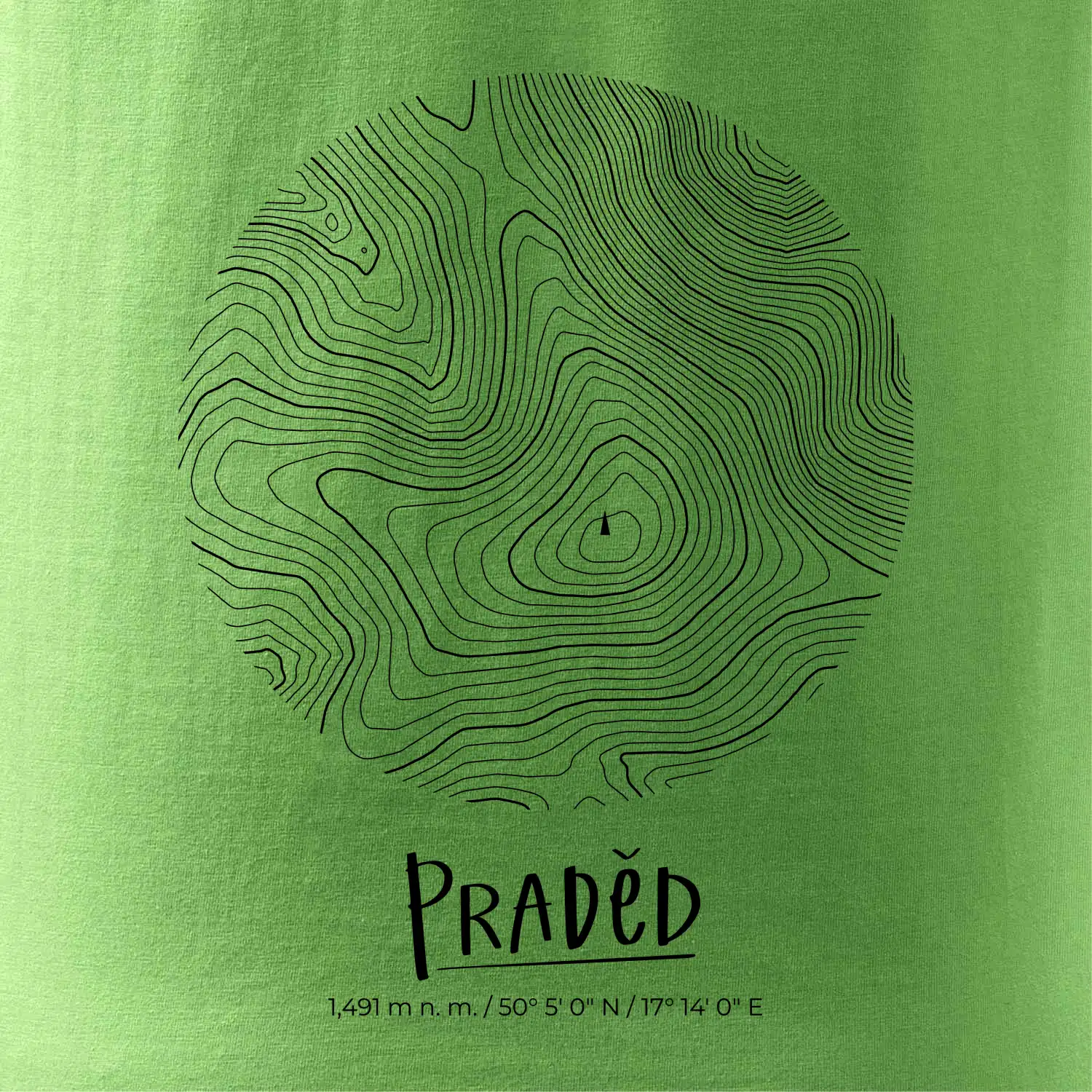 Praděd - vrstevnice v kruhu