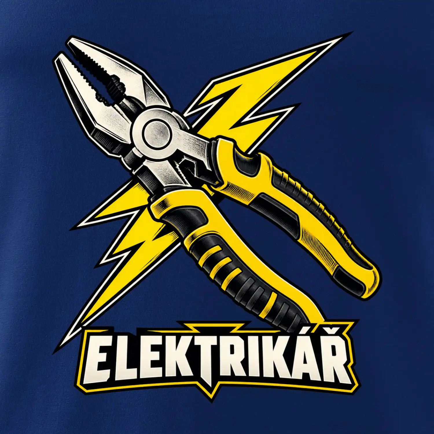 Elektrikář s bleskem a kleštěmi