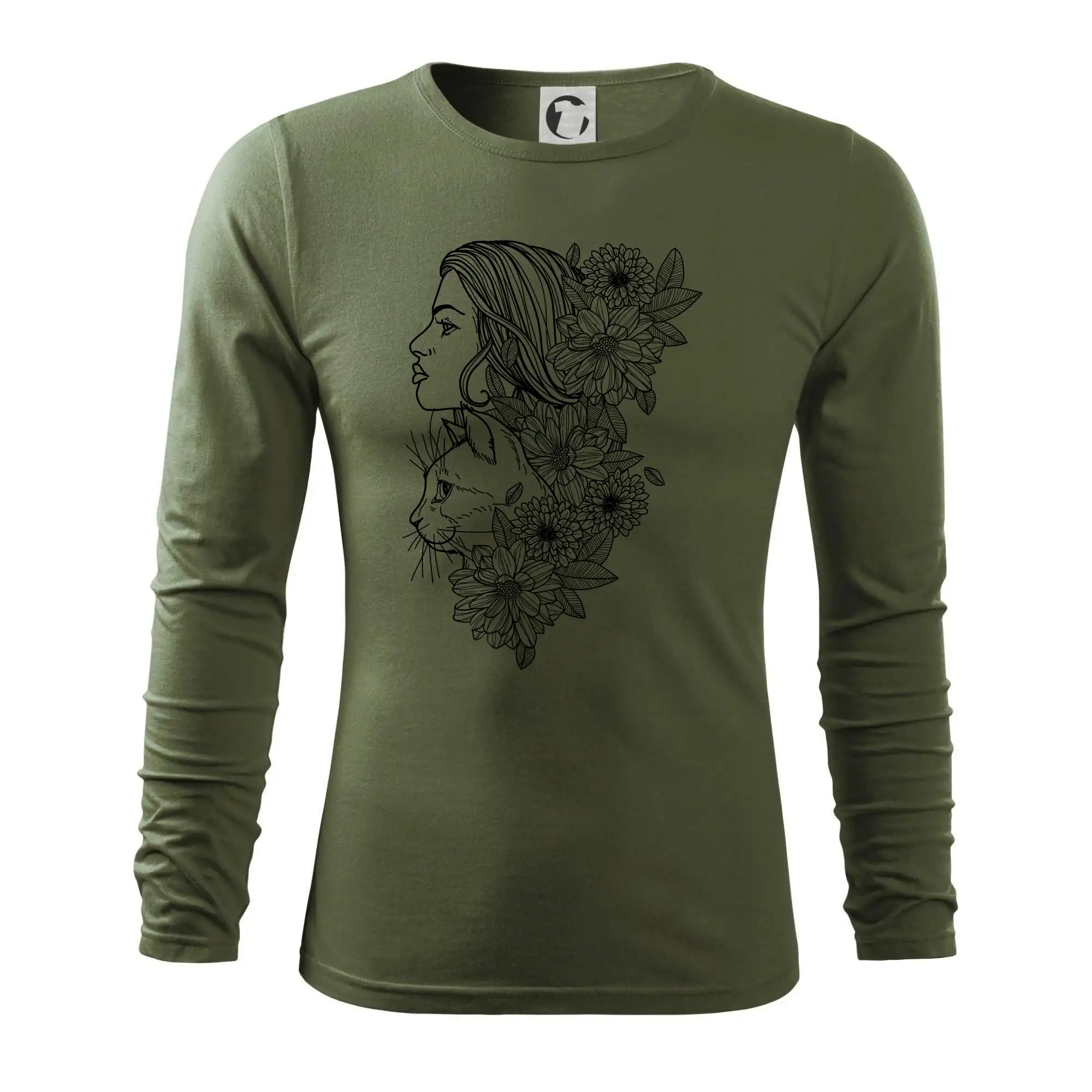 Žena a kočka - kreslená