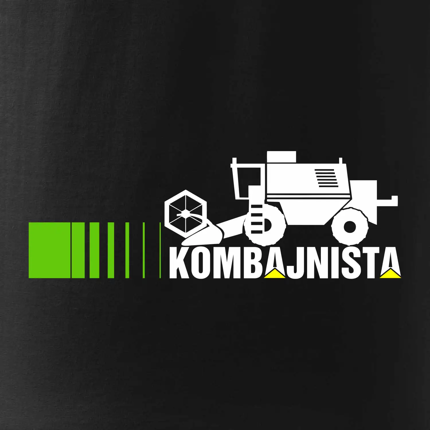 Kombajnista zelená a žlutá