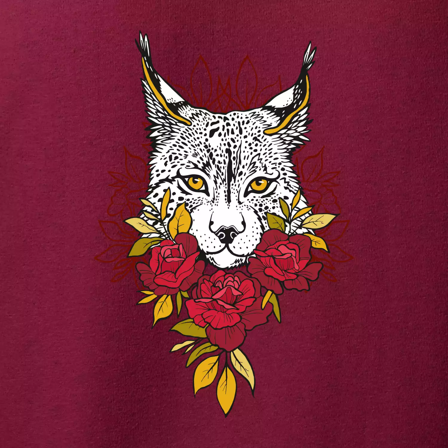 Rys s červenými růžemi  (Pecka design)