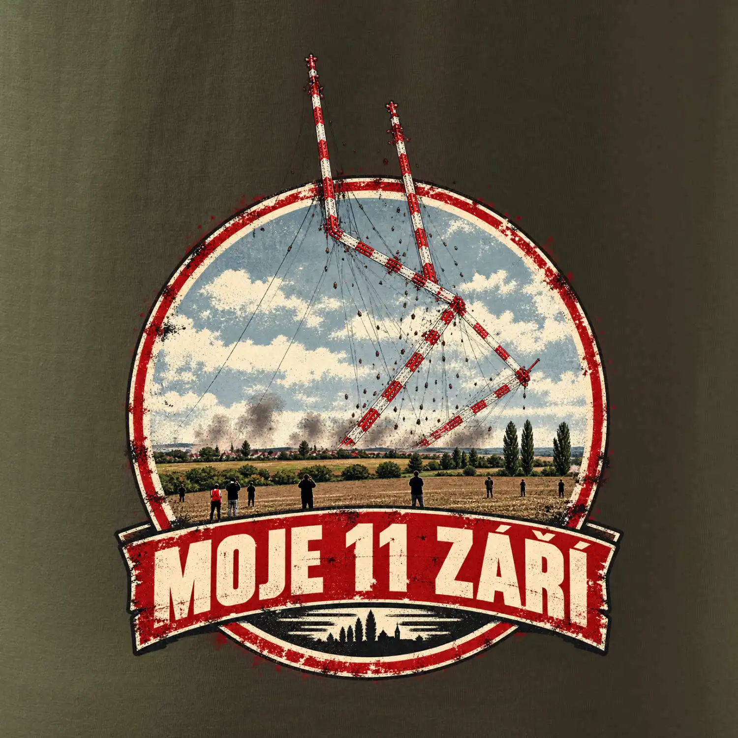 Liblice B bortící se věže moje 11 září retro odznak
