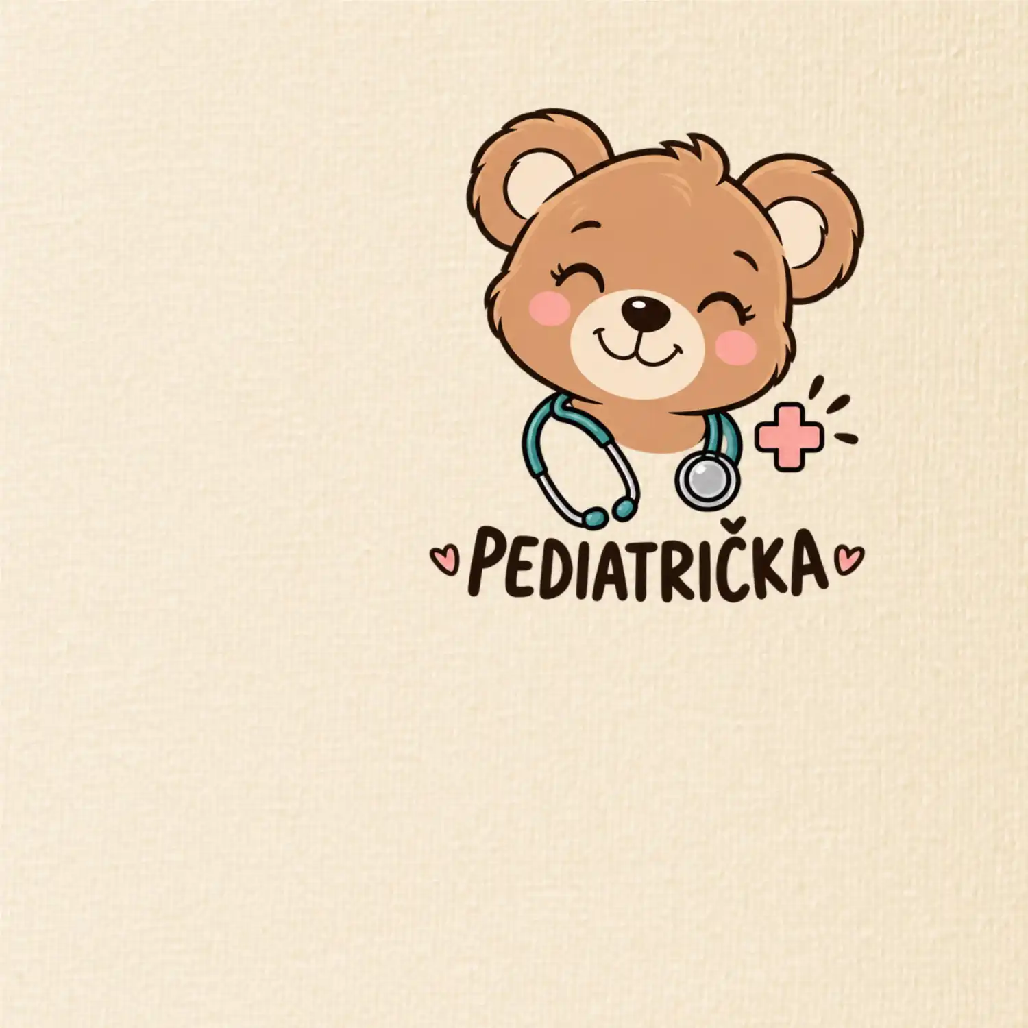 Pediatrička s medvídkem a stetoskopem - malý potisk