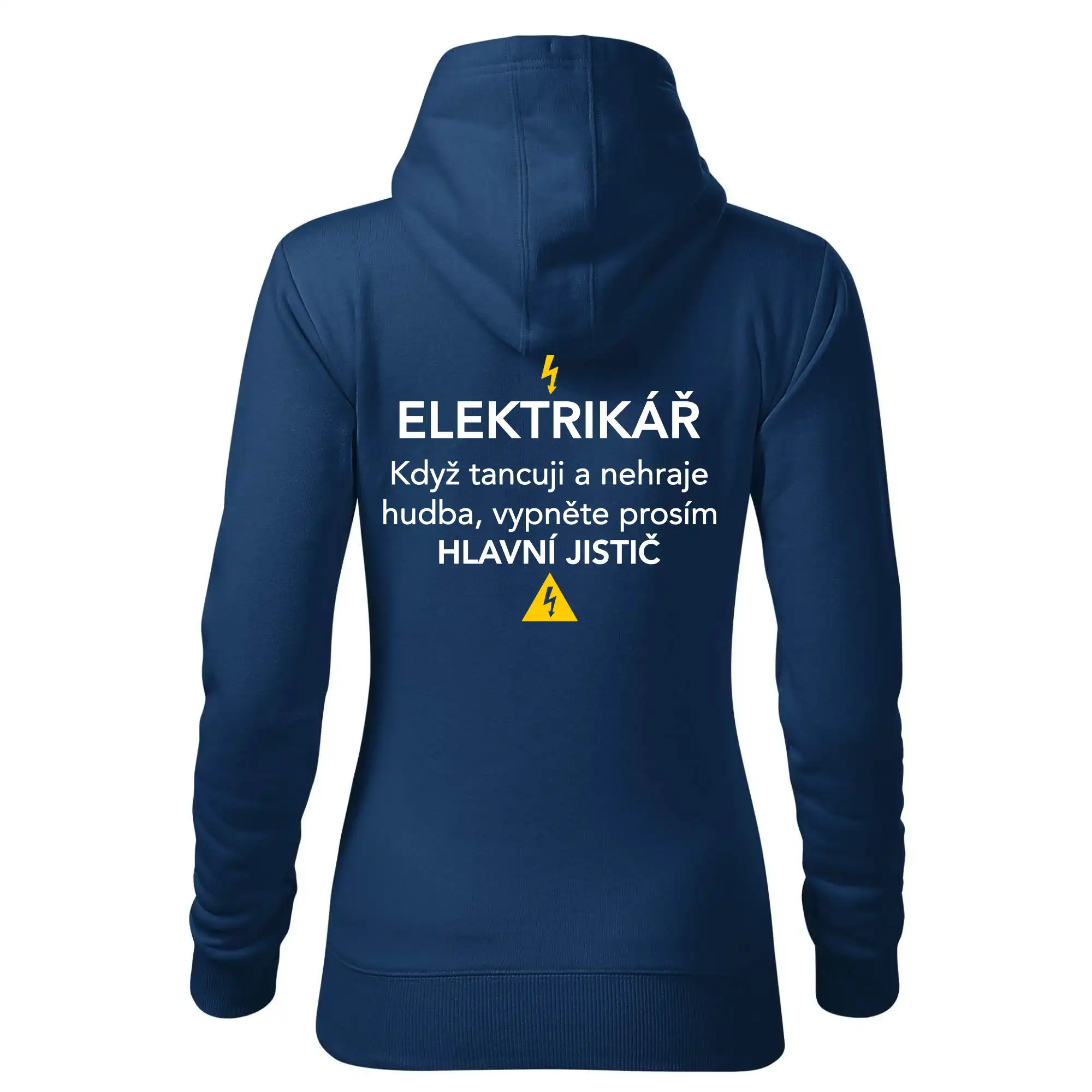 Elektrikář - hlavní jistič - Nápis na zádech