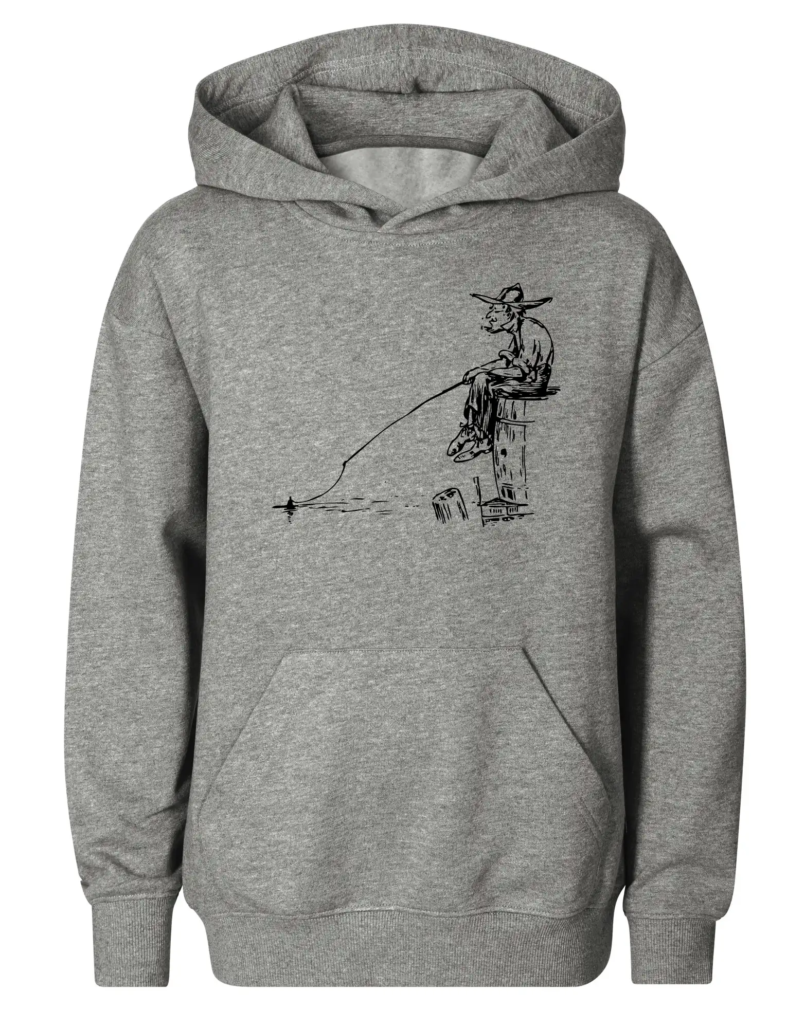 Kreslený rybář na pařezu