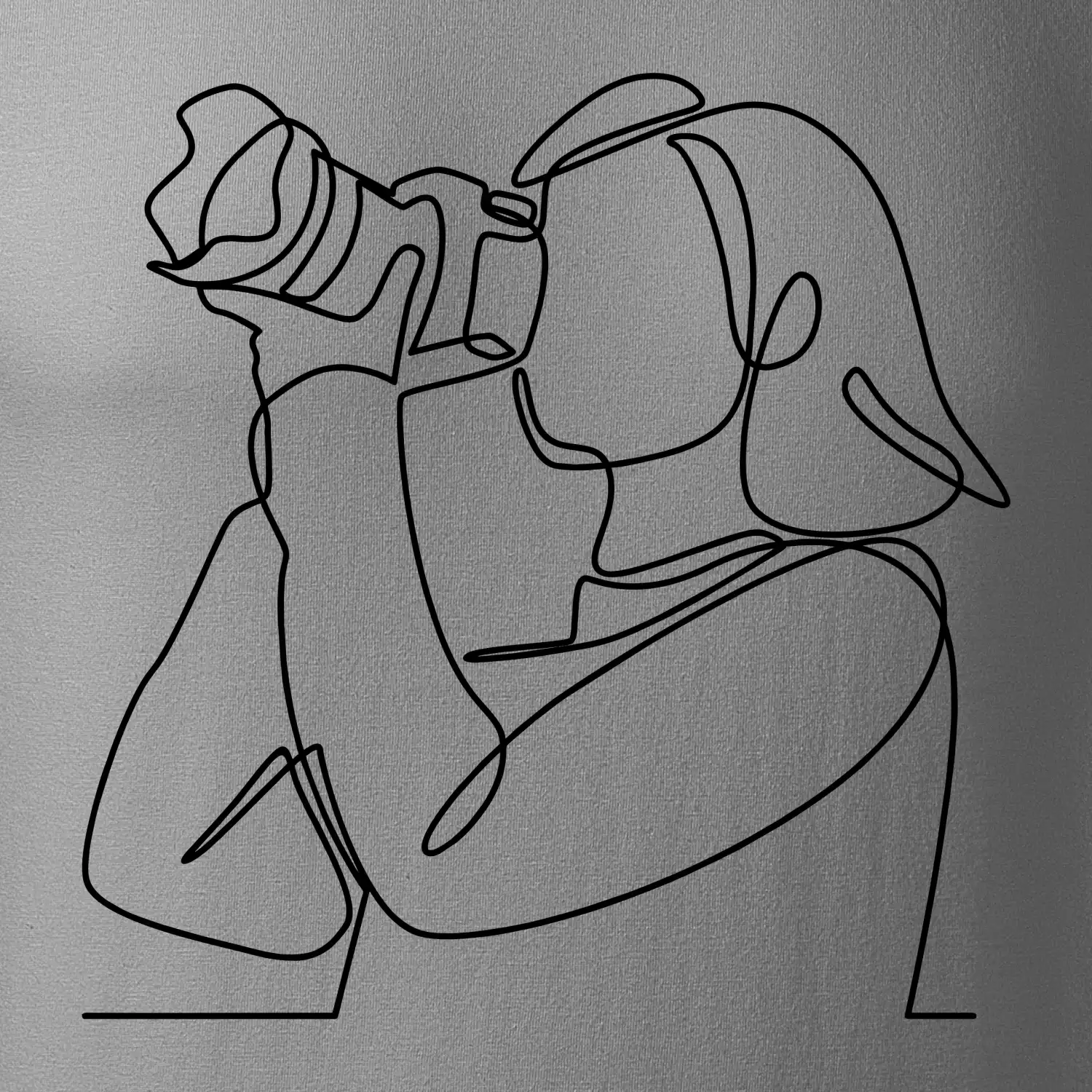 Fotografka stojící jedním tahem