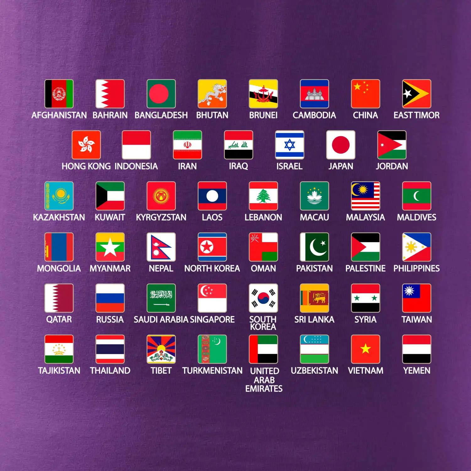 Vlajky států - Asie