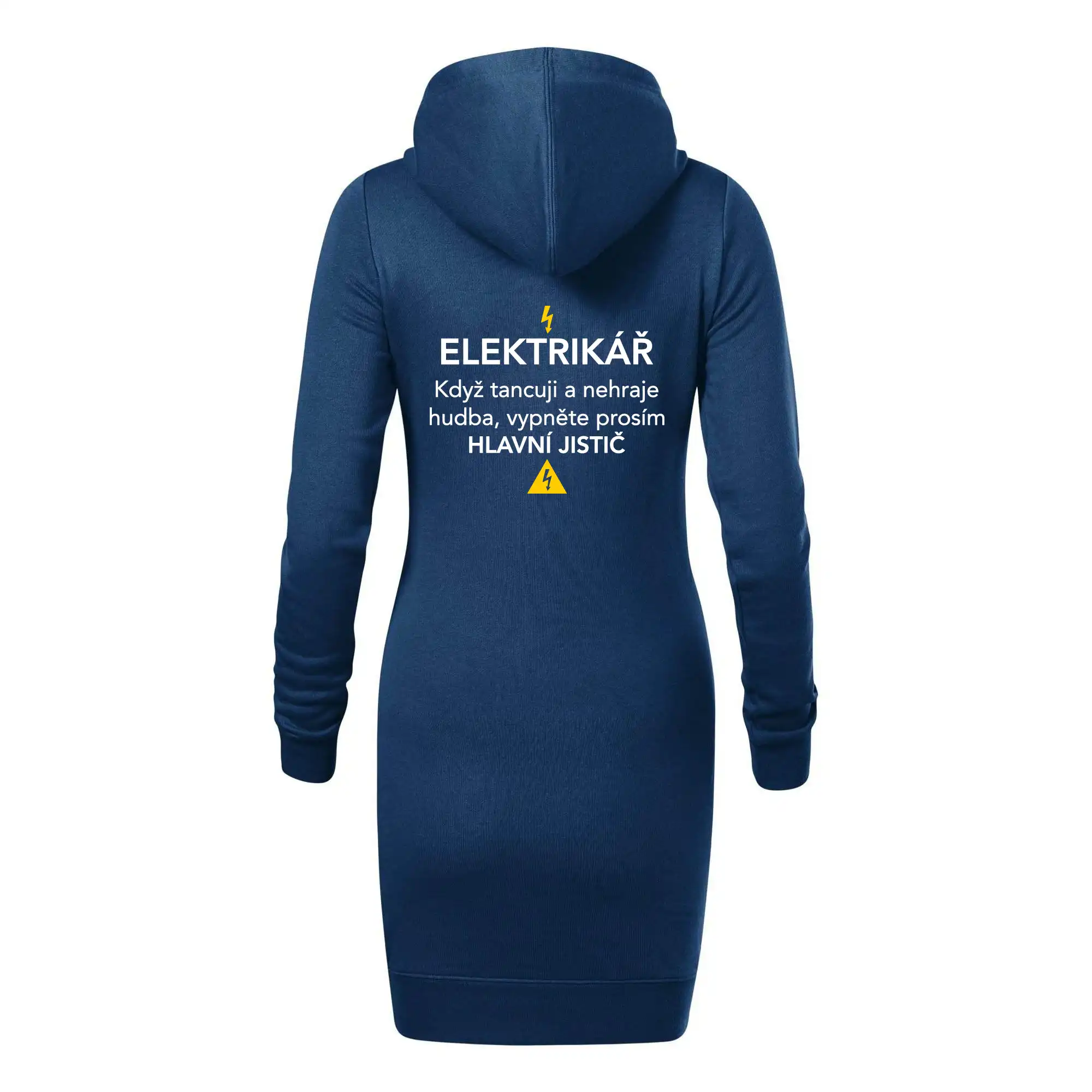 Elektrikář - hlavní jistič - Nápis na zádech