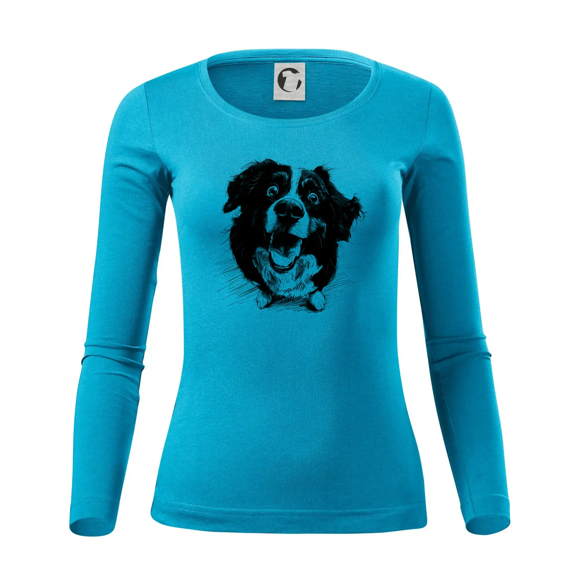 Černobílá karikatura Bernský salašnický pes