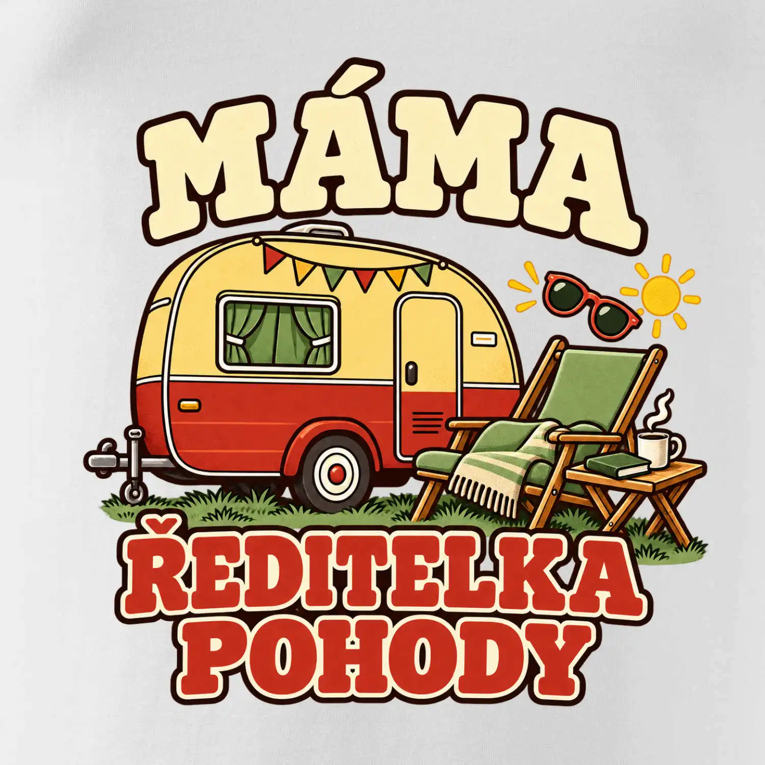 Máma ředitelka pohody rodinné kempování s karavanem