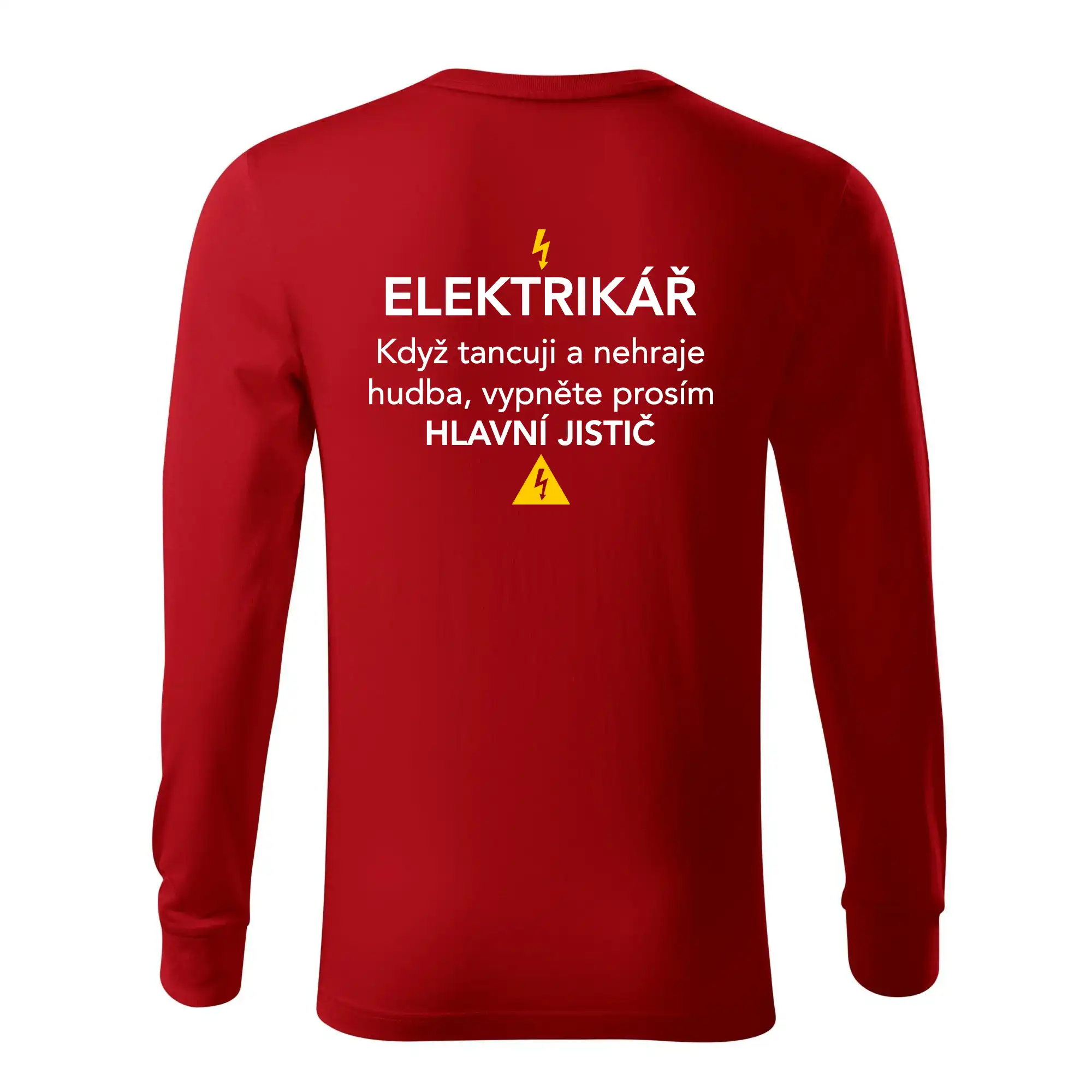 Elektrikář - hlavní jistič - Nápis na zádech