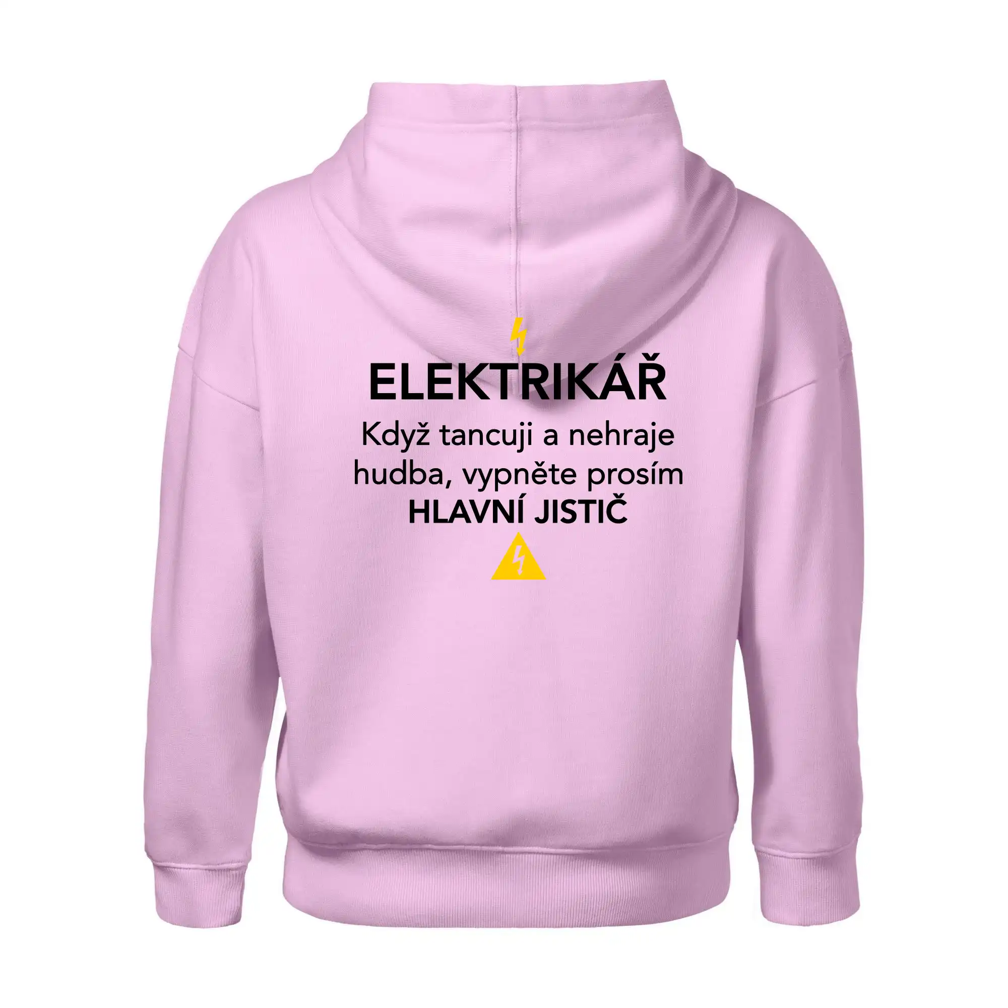 Elektrikář - hlavní jistič - Nápis na zádech