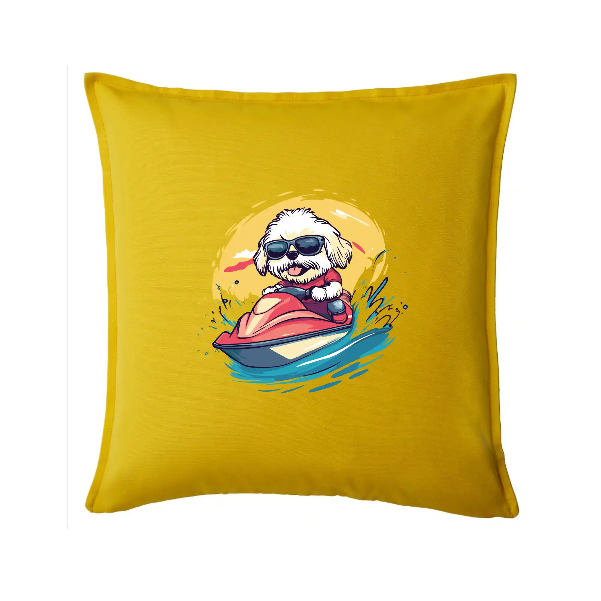 Lhasa Apso na vodním skútru