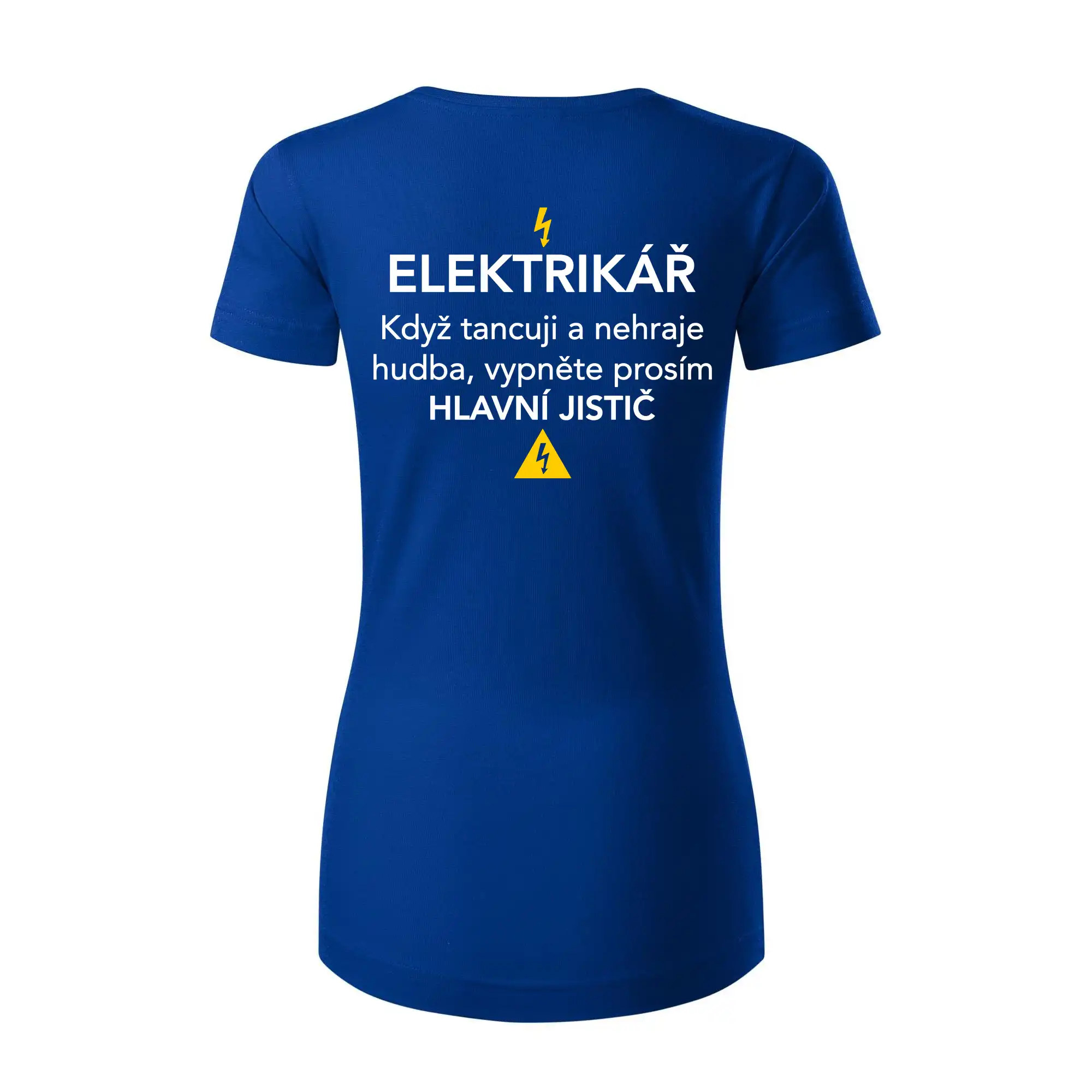 Elektrikář - hlavní jistič - Nápis na zádech