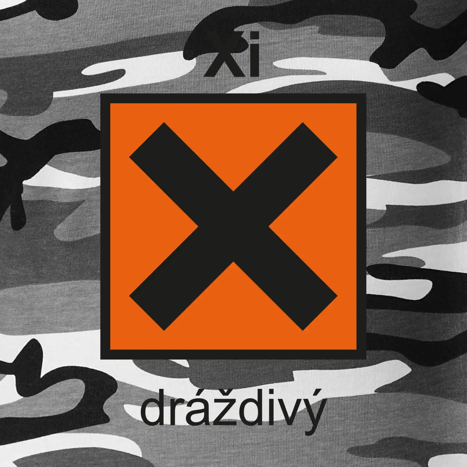 Xi Dráždivý - Výstražná tabulka na tričku