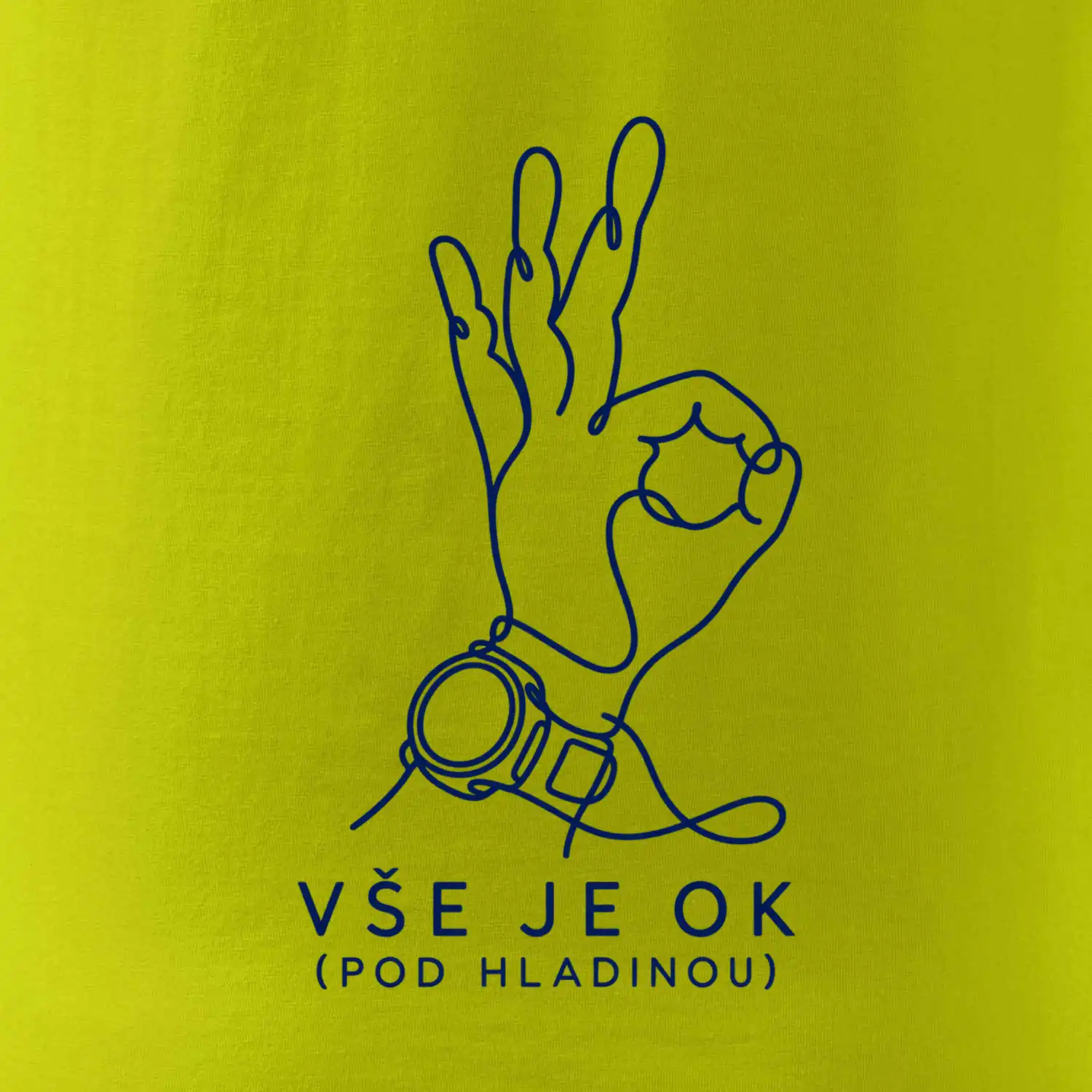 Vše je ok potápěčský signál rukou kreslený jednou linkou