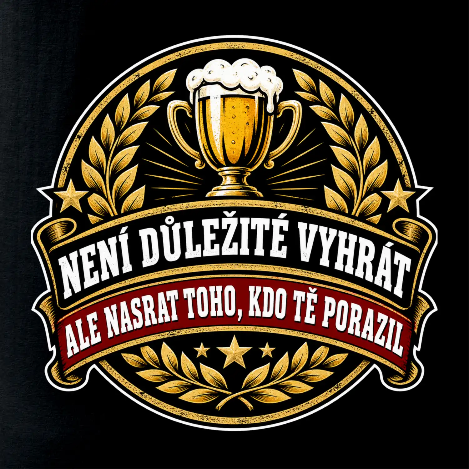 Není důležité vyhrát - pivní pohár a zlatý vavřín