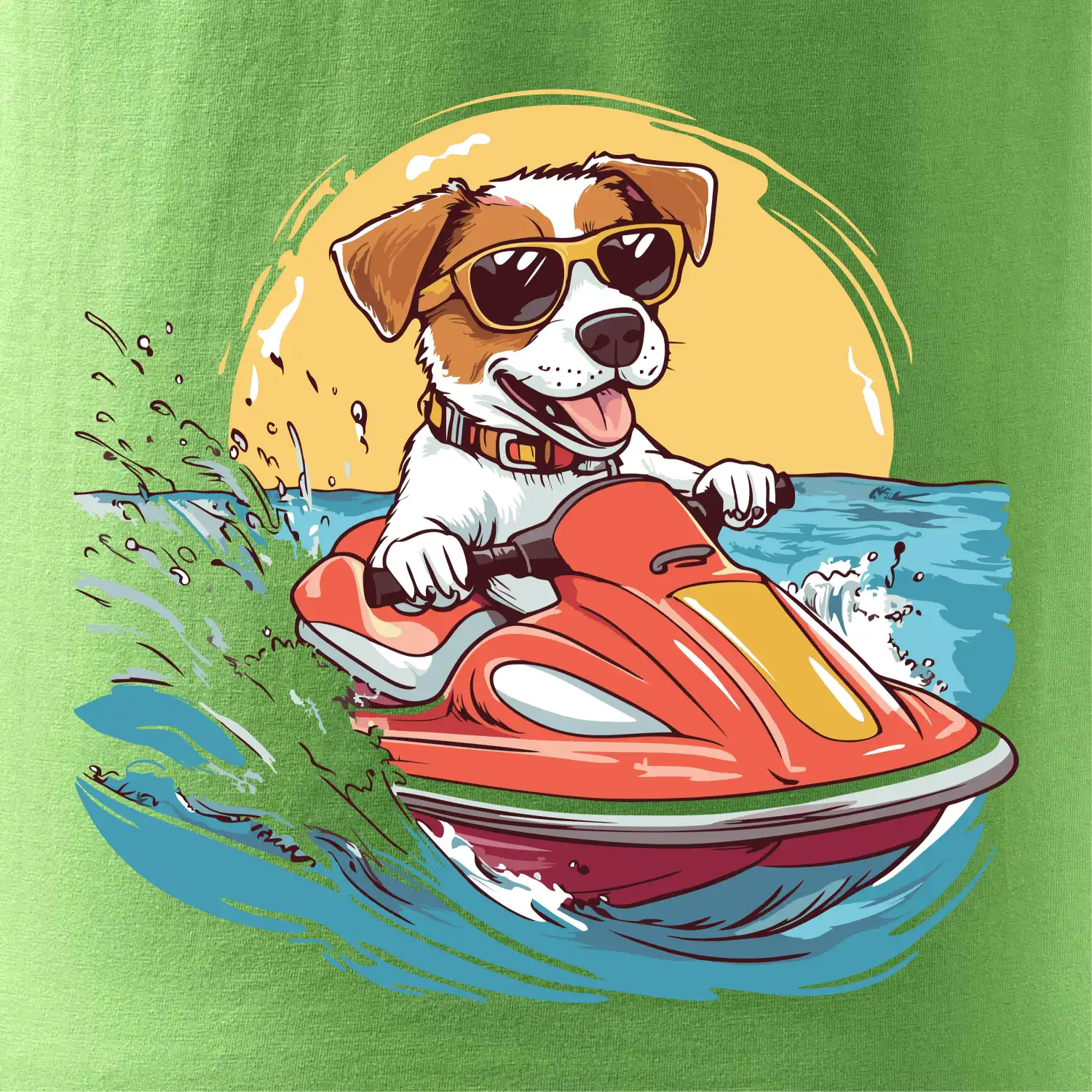 Jack russell teriér na vodním skútru