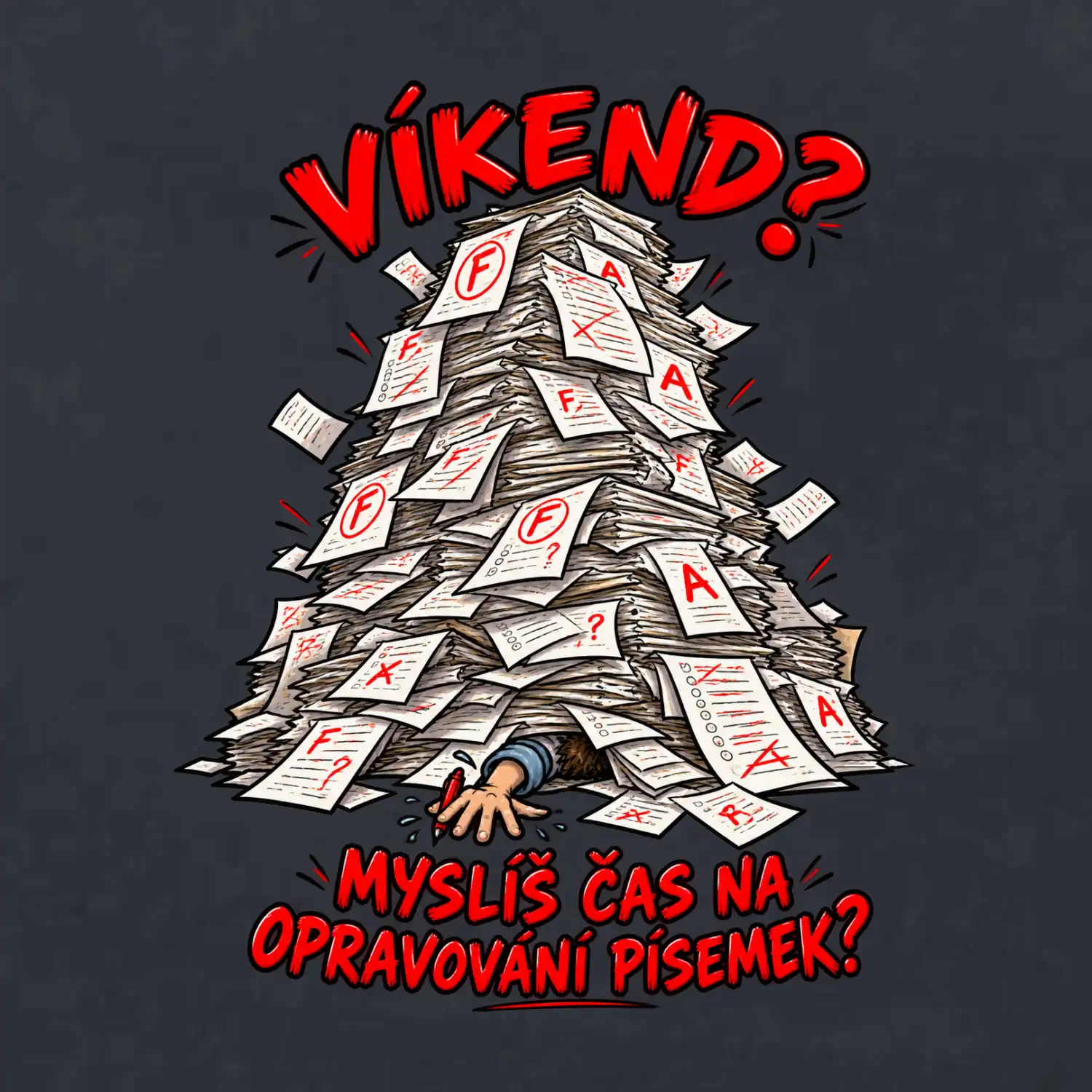 Víkend učitele pod hromadou písemek k opravě