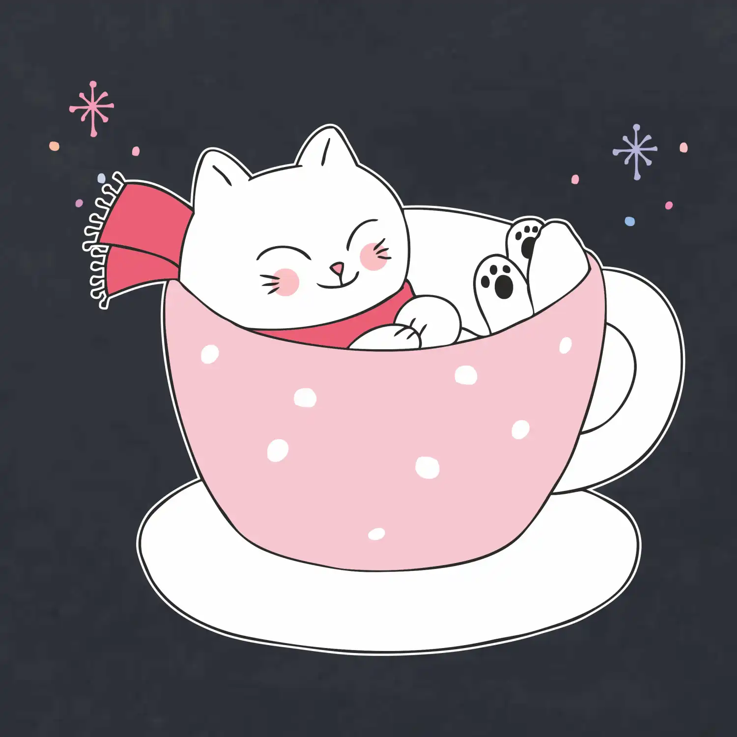 Vánoční kočka v hrnečku