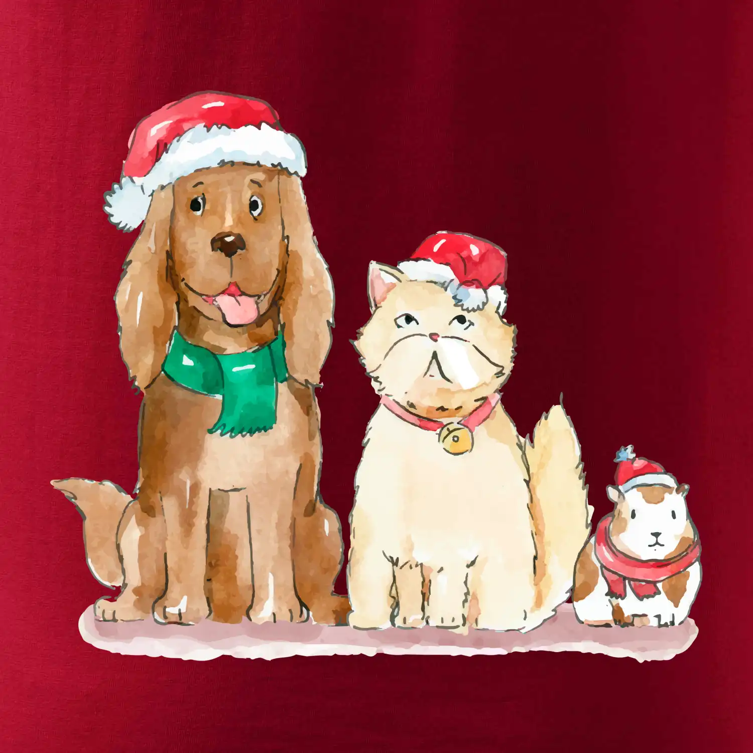 Veselé vánoce - pes, křeček a kočka