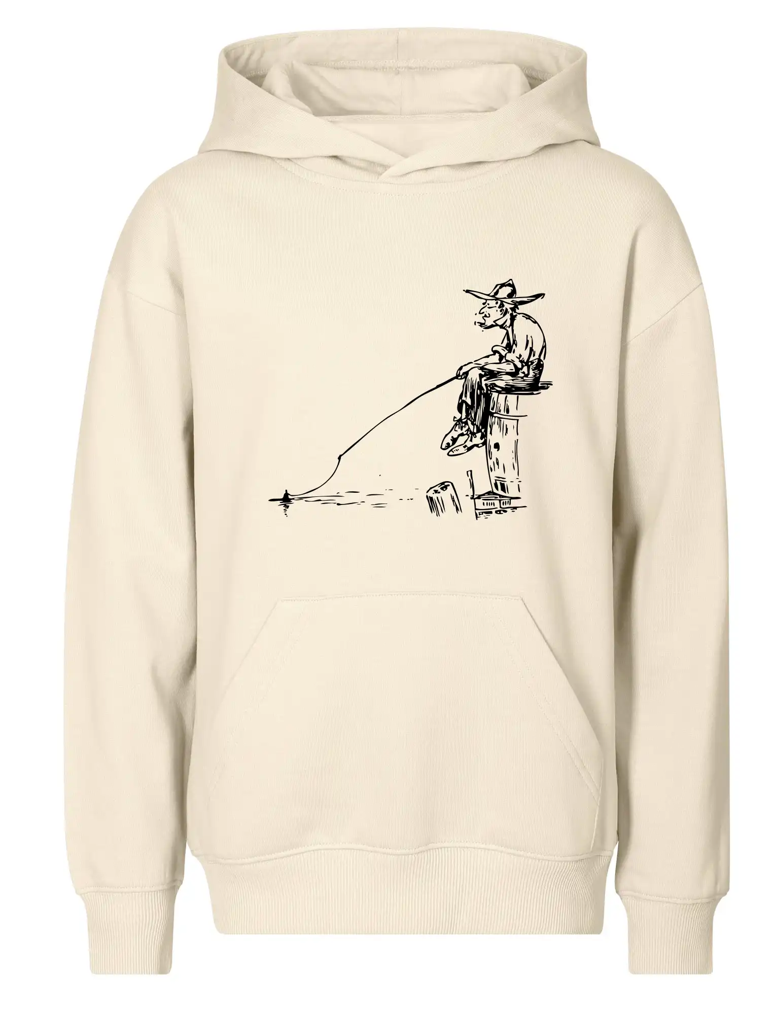 Kreslený rybář na pařezu