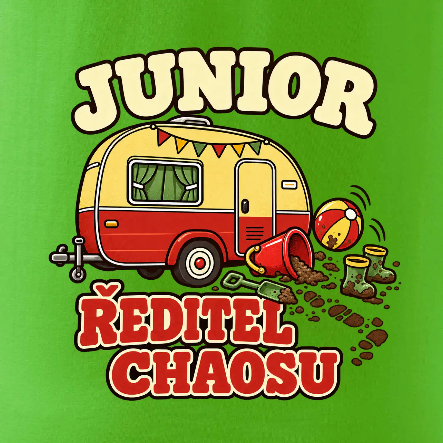 Junior ředitel chaosu dětský rodinný karavan