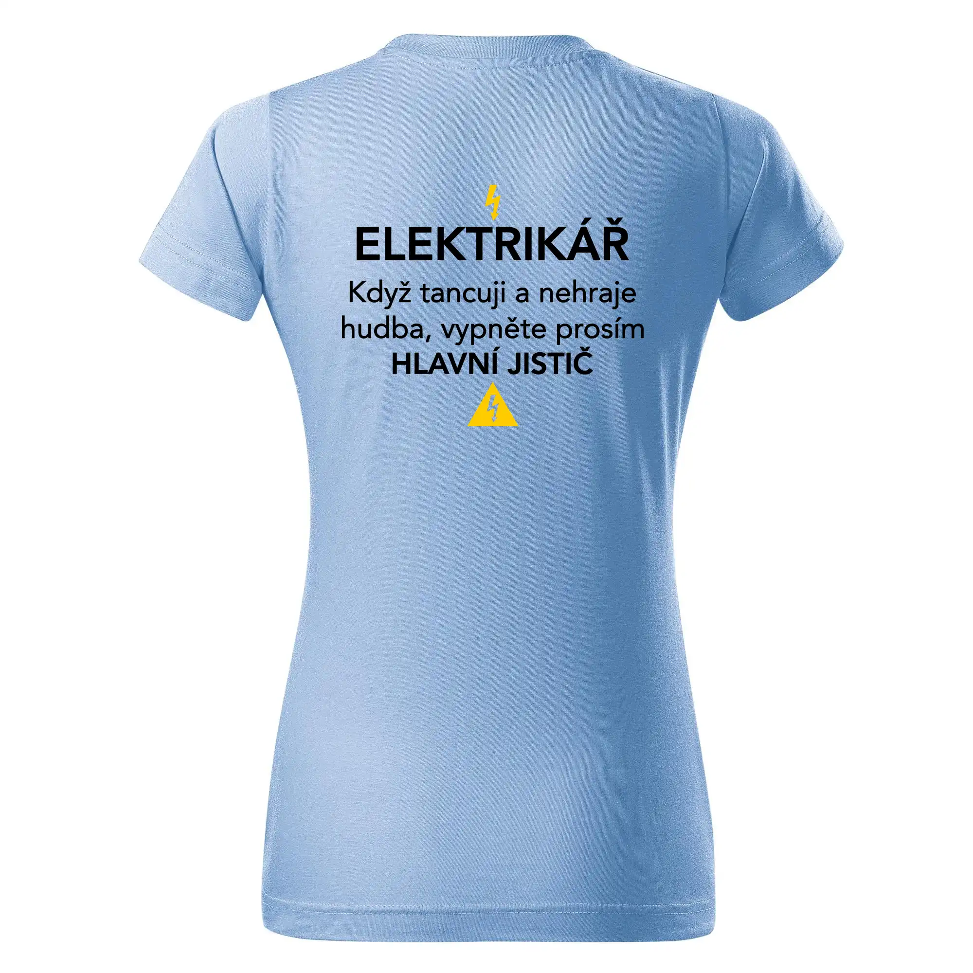 Elektrikář - hlavní jistič - Nápis na zádech