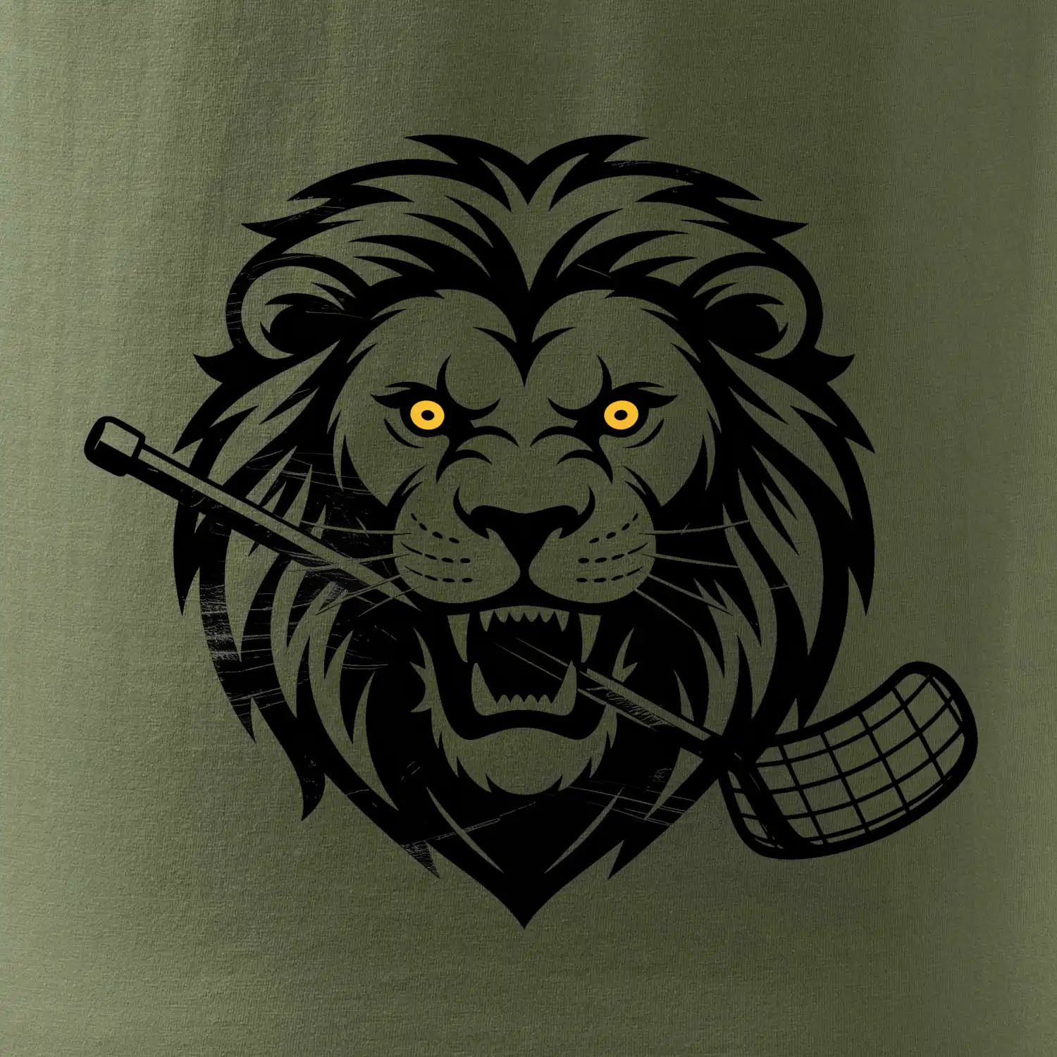 Floorball - Lev s hokejkou v tlamě