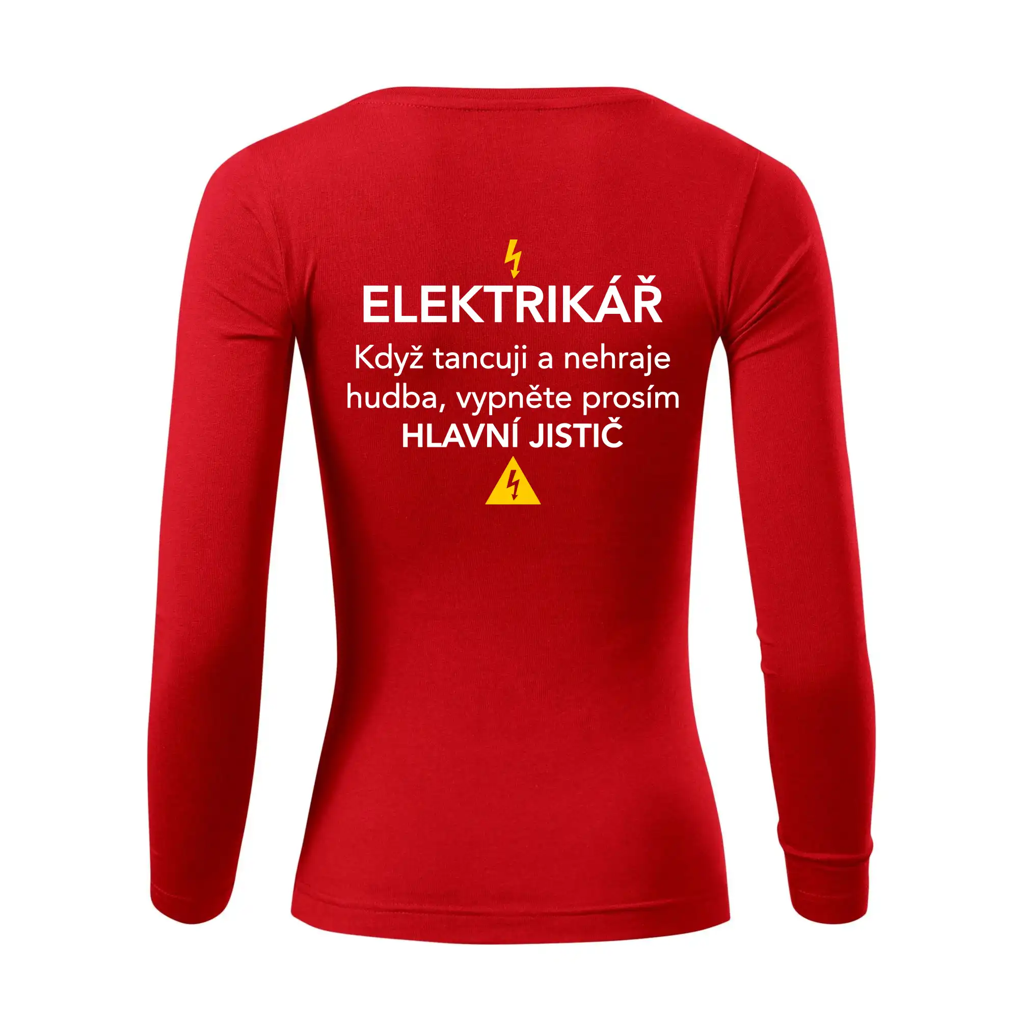 Elektrikář - hlavní jistič - Nápis na zádech