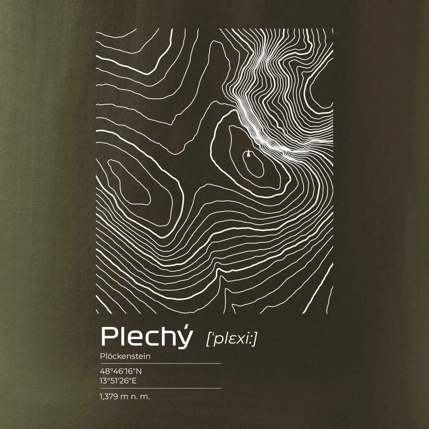 Plechý - vrstevnice v obdélníku