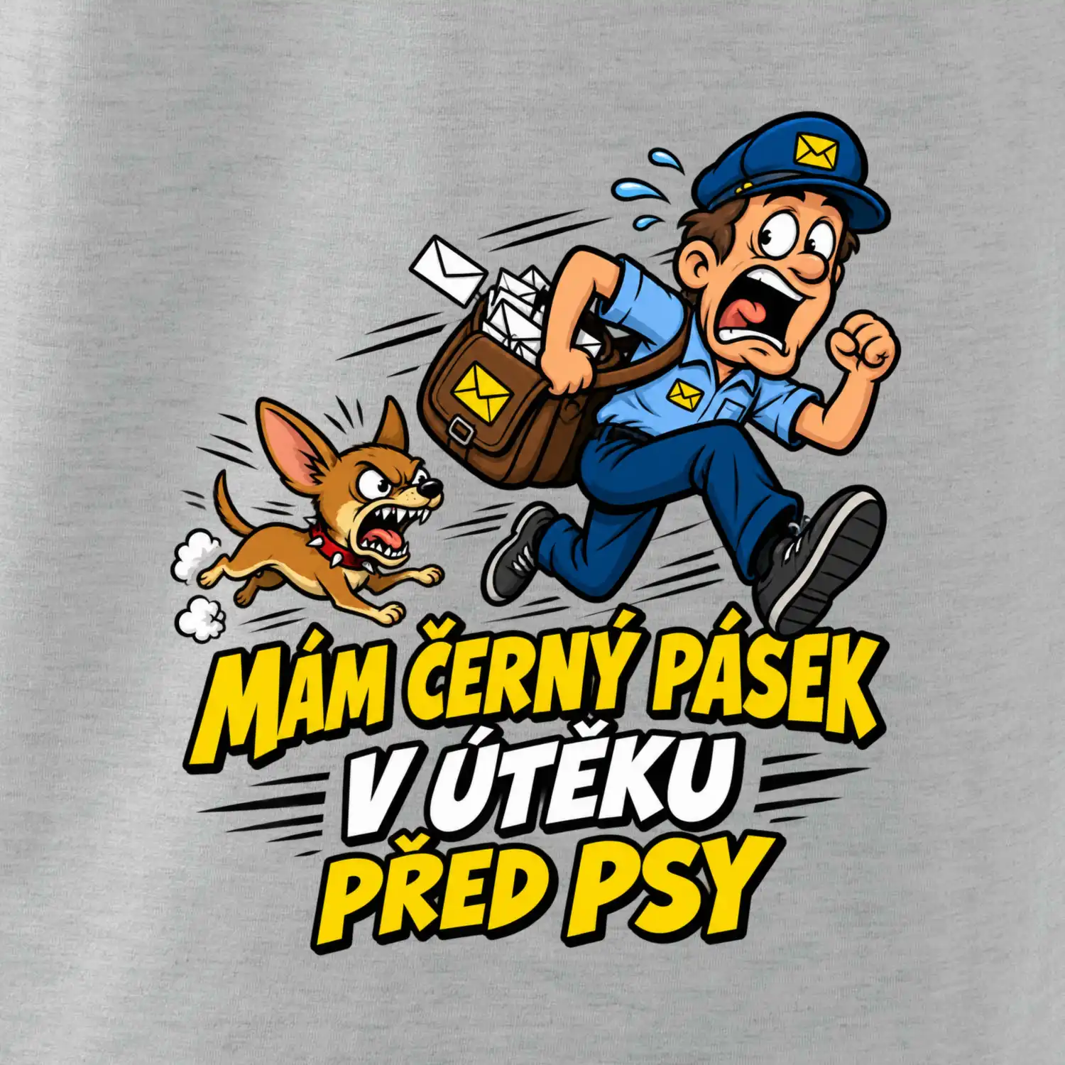 Černý pásek v útěku před psy