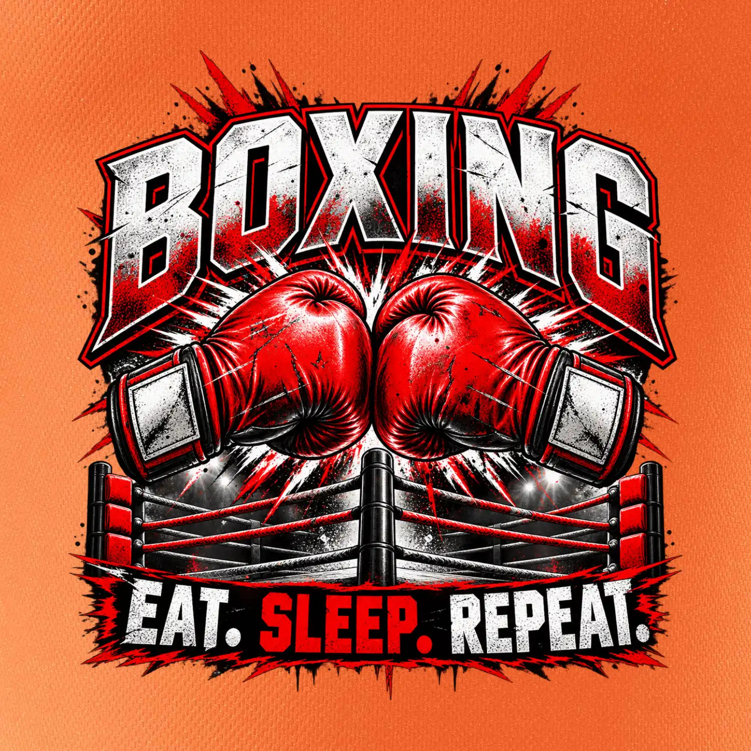 Boxerské rukavice v ringu eat sleep repeat