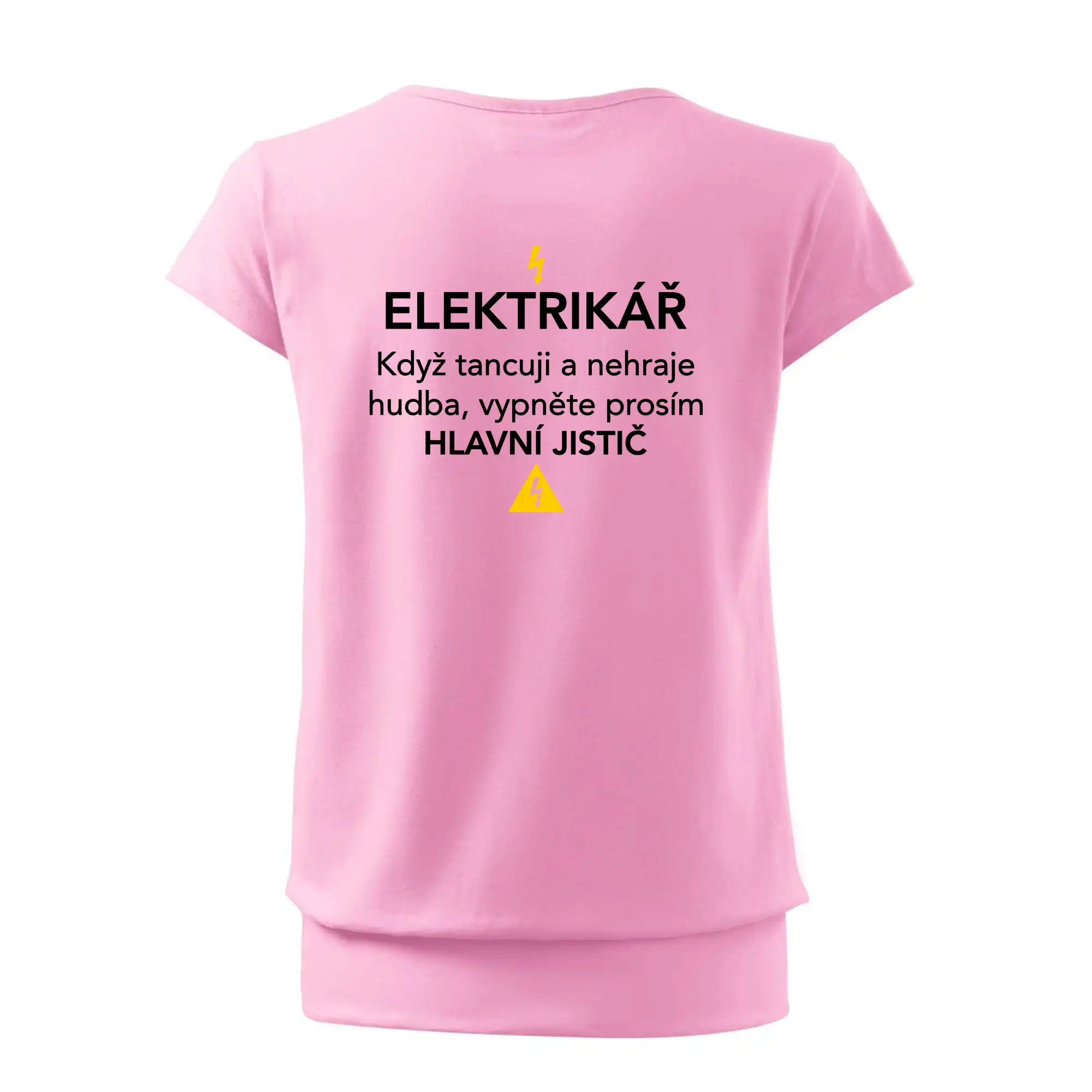 Elektrikář - hlavní jistič - Nápis na zádech